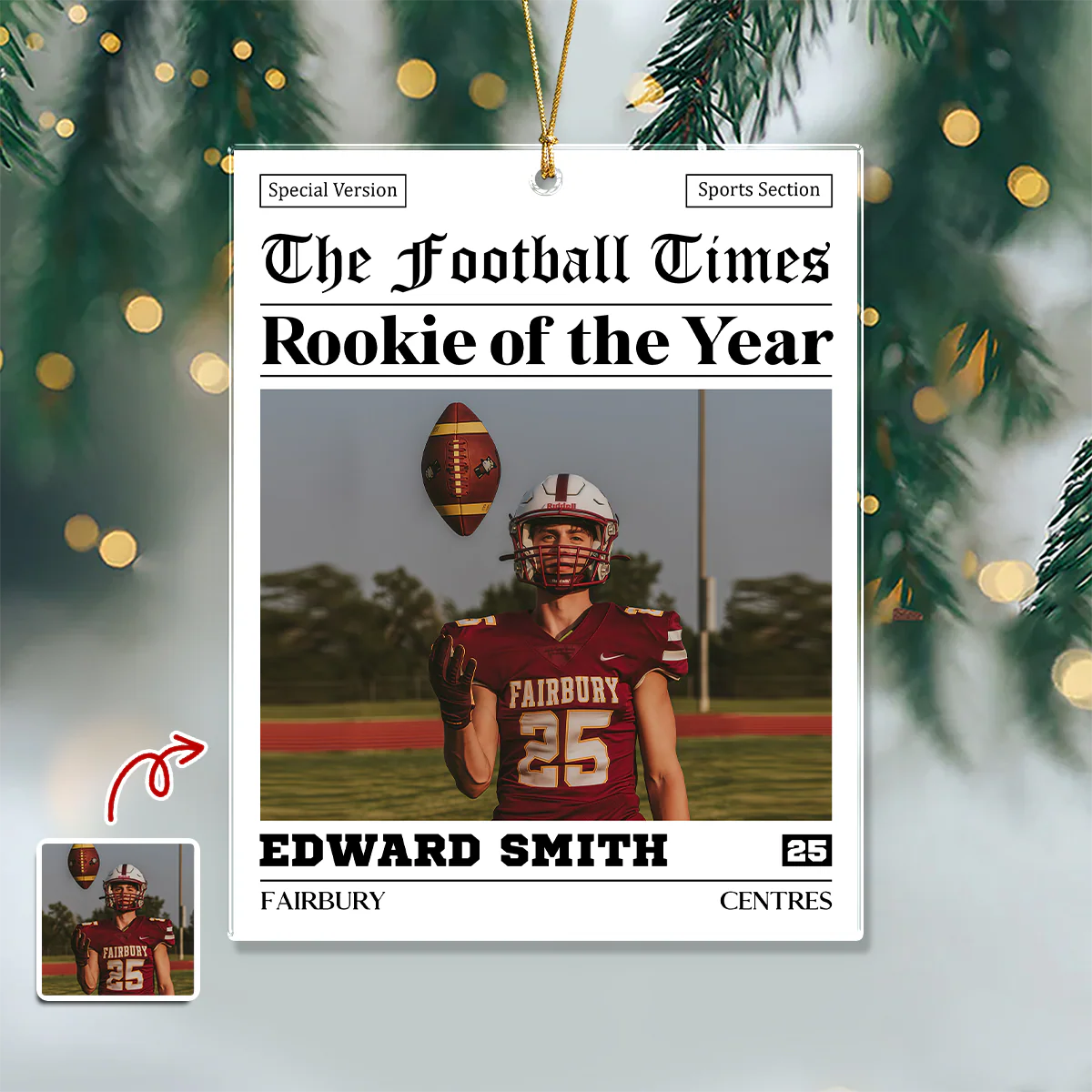 Custom Photo The American Football Times Newspaper Acrylic Ornament CH07 899470 - Image 6