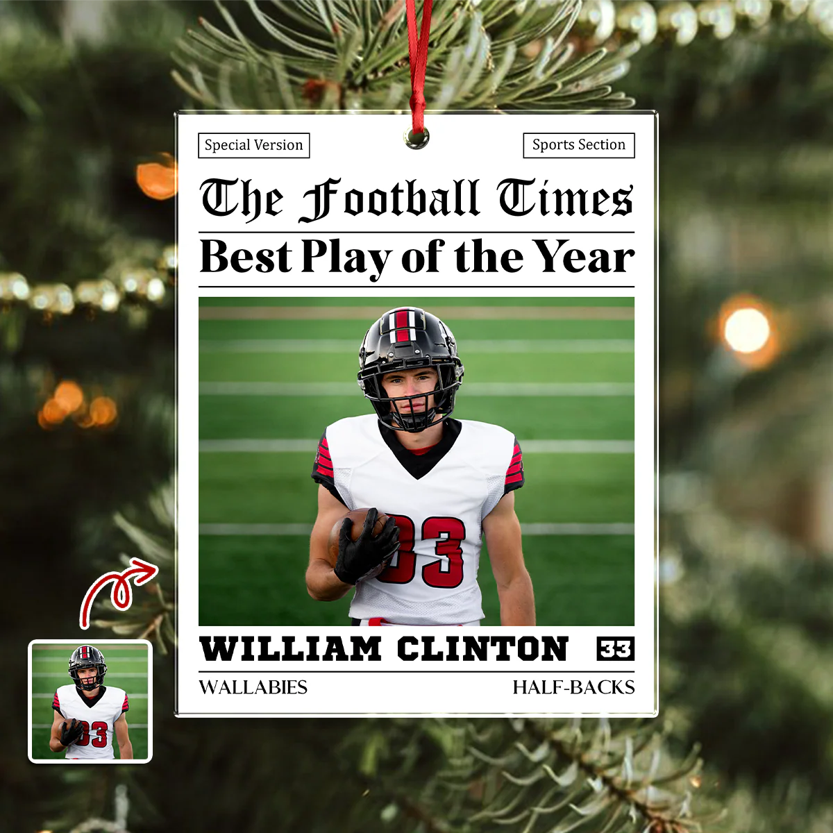 Custom Photo The American Football Times Newspaper Acrylic Ornament CH07 899470 - Image 8