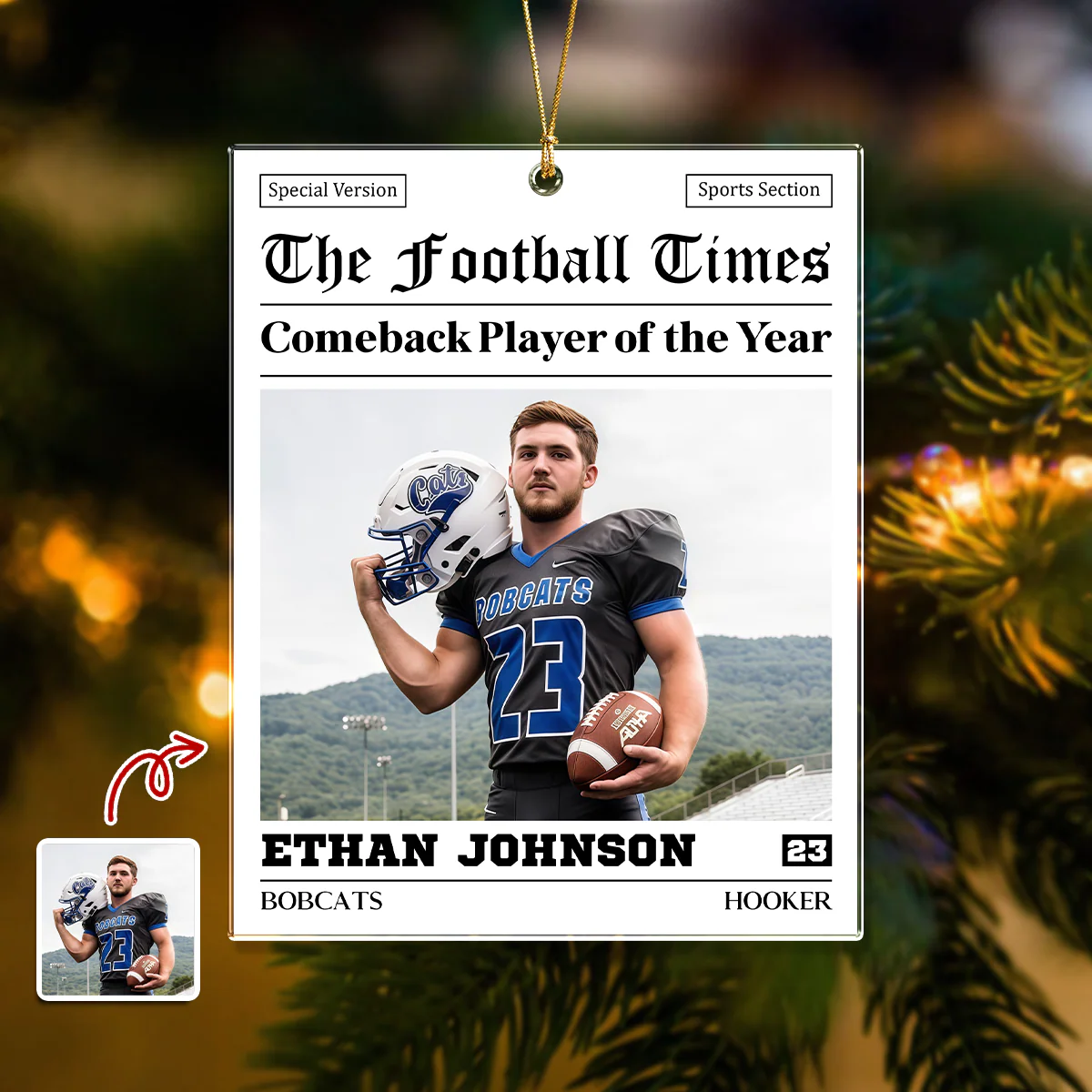 Custom Photo The American Football Times Newspaper Acrylic Ornament CH07 899470 - Image 9