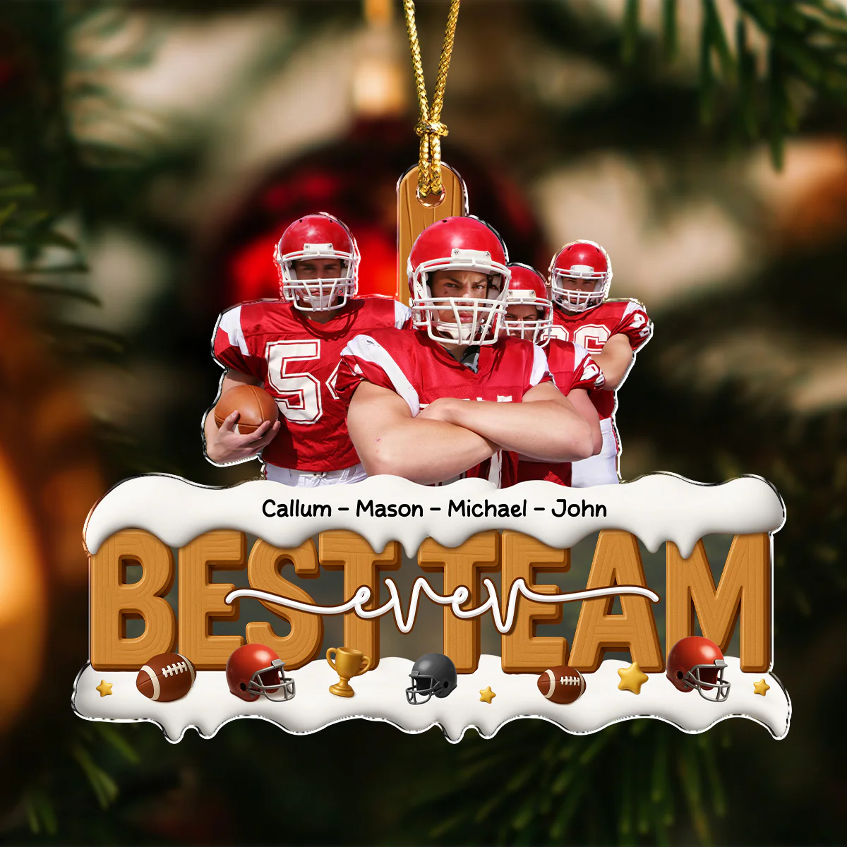 Custom Photo The Best Football Team Ever Personalized Acrylic Ornament LM32 895993 - Image 4