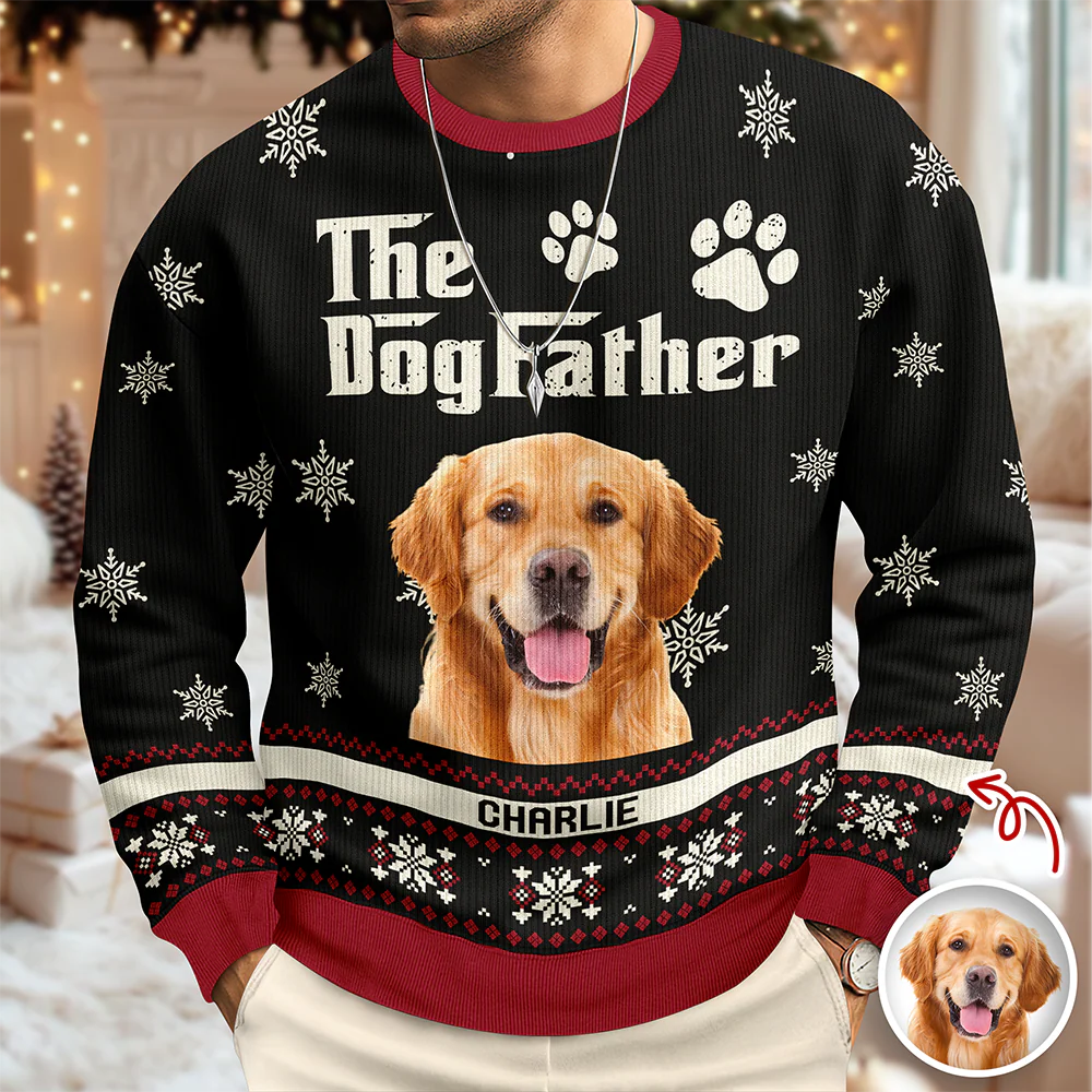 Custom Photo The Dogfather - Personalized Christmas Ugly Sweater CH07 896678 - Image 2
