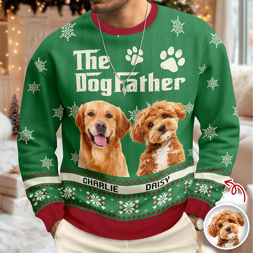 Custom Photo The Dogfather - Personalized Christmas Ugly Sweater CH07 896678 - Image 3