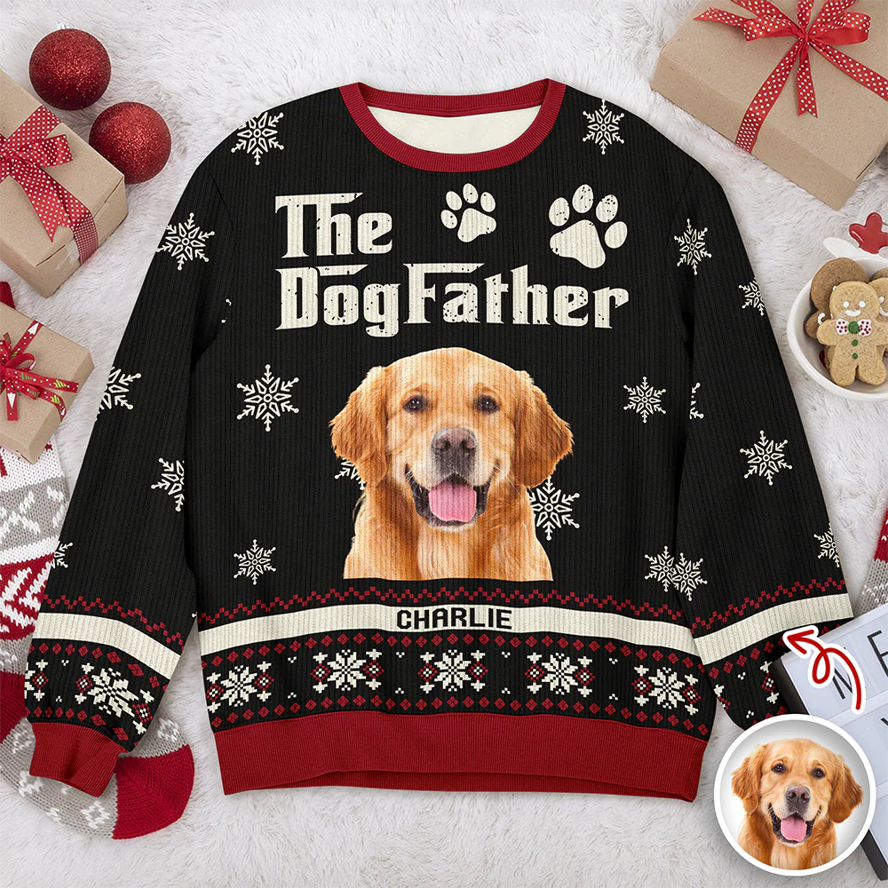 Custom Photo The Dogfather - Personalized Christmas Ugly Sweater CH07 896678 - Image 4