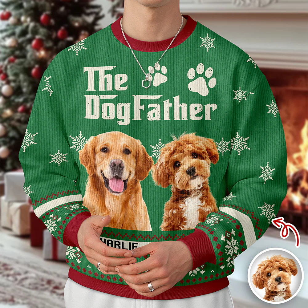 Custom Photo The Dogfather - Personalized Christmas Ugly Sweater CH07 896678 - Image 5