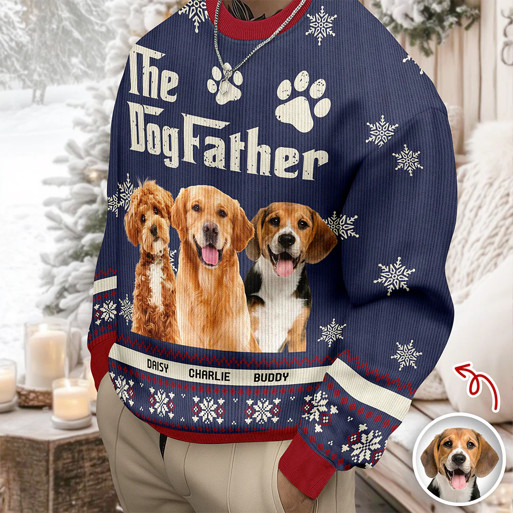 Custom Photo The Dogfather - Personalized Christmas Ugly Sweater CH07 896678 - Image 8