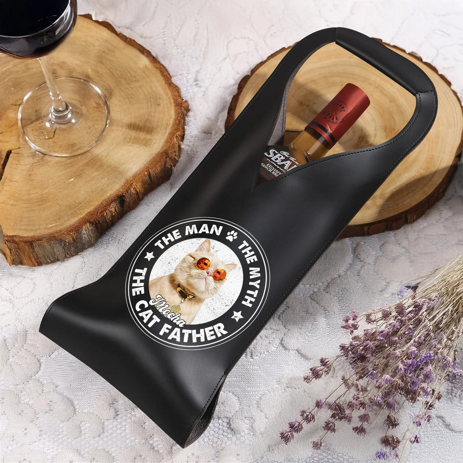 Custom Photo The Man The Myth The Dog Father Leather Wine Bag HA75 892906 - Image 5