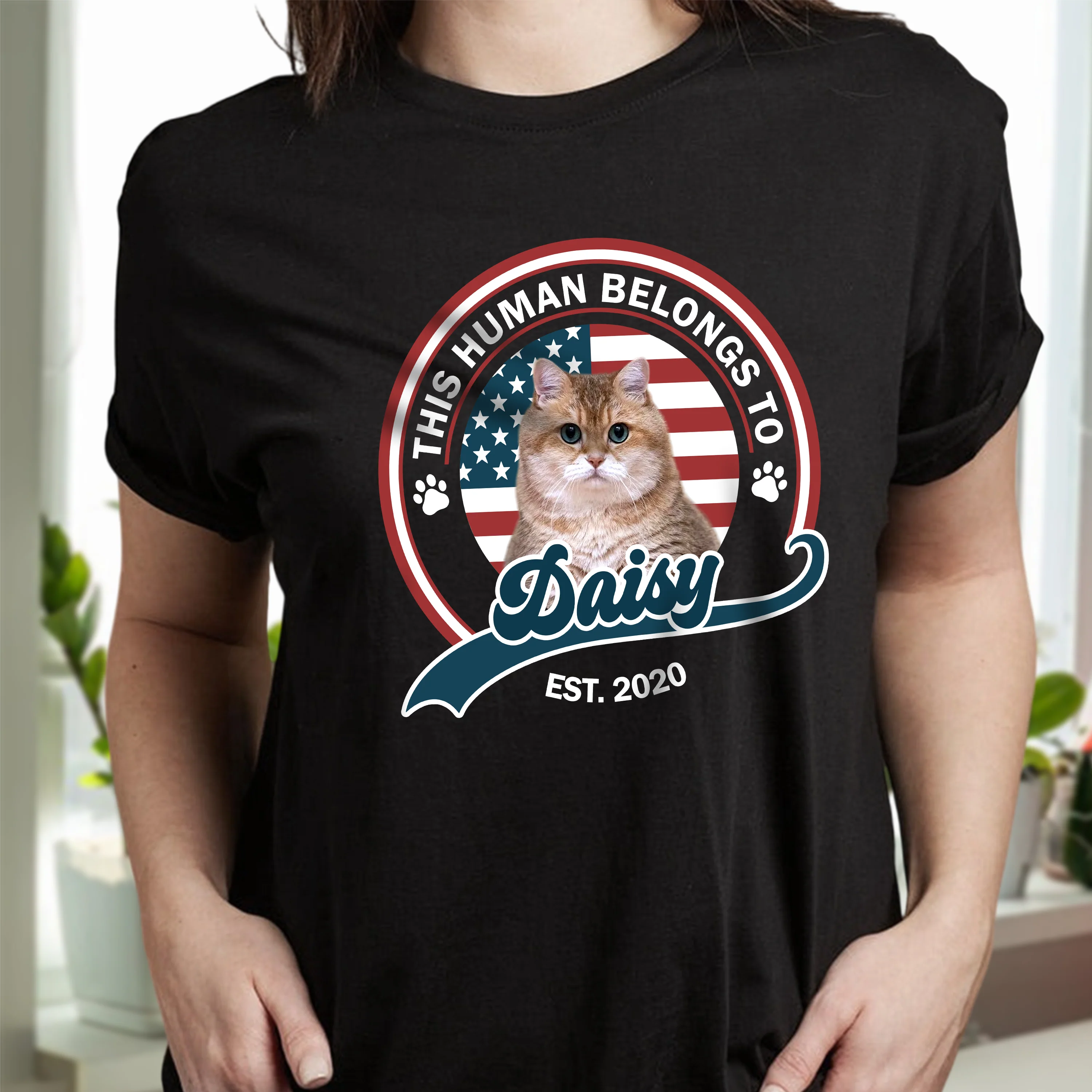 Custom Photo This Human Belongs To Dog Cat Dark Shirt HA75 892558 - Image 3