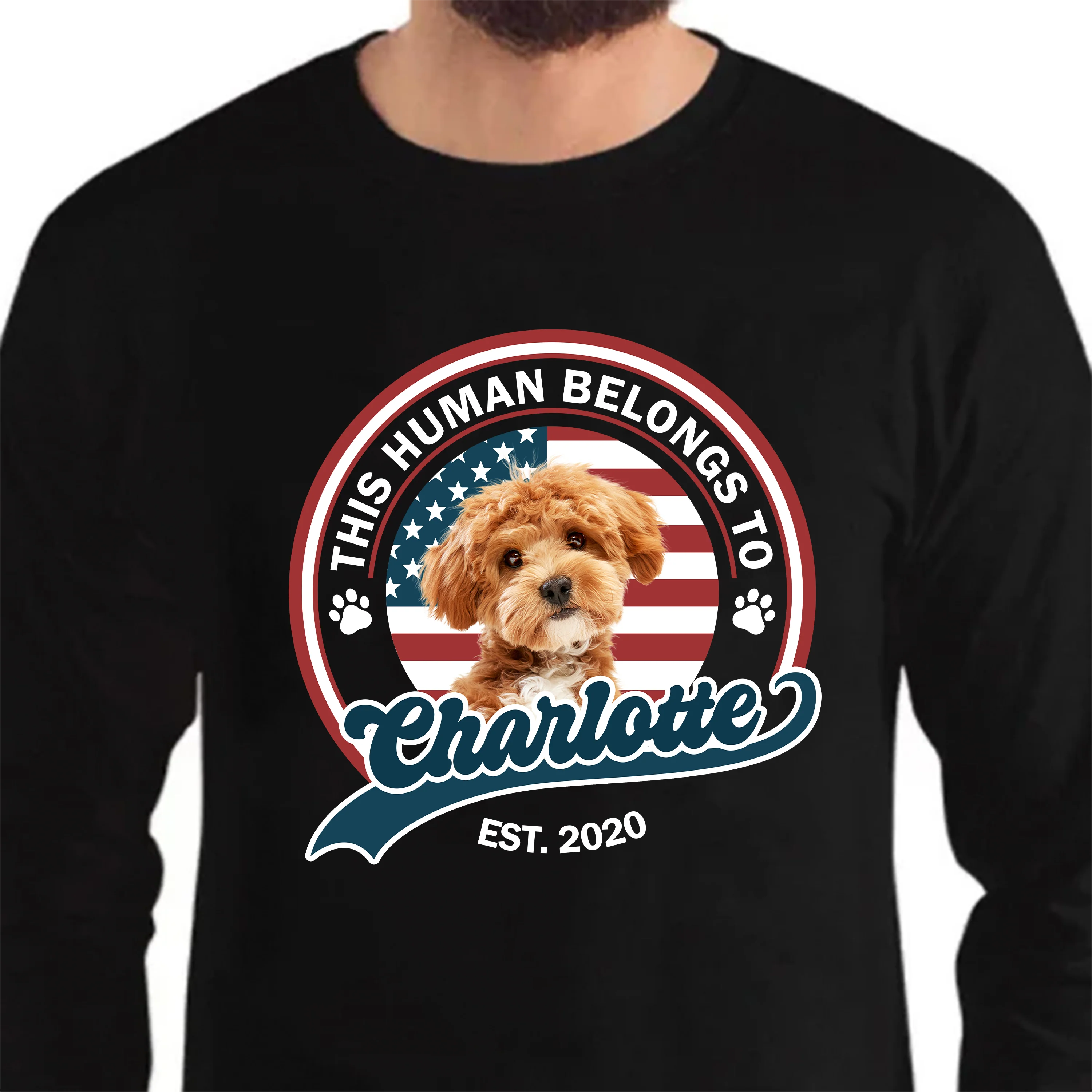 Custom Photo This Human Belongs To Dog Cat Dark Shirt HA75 892558 - Image 4