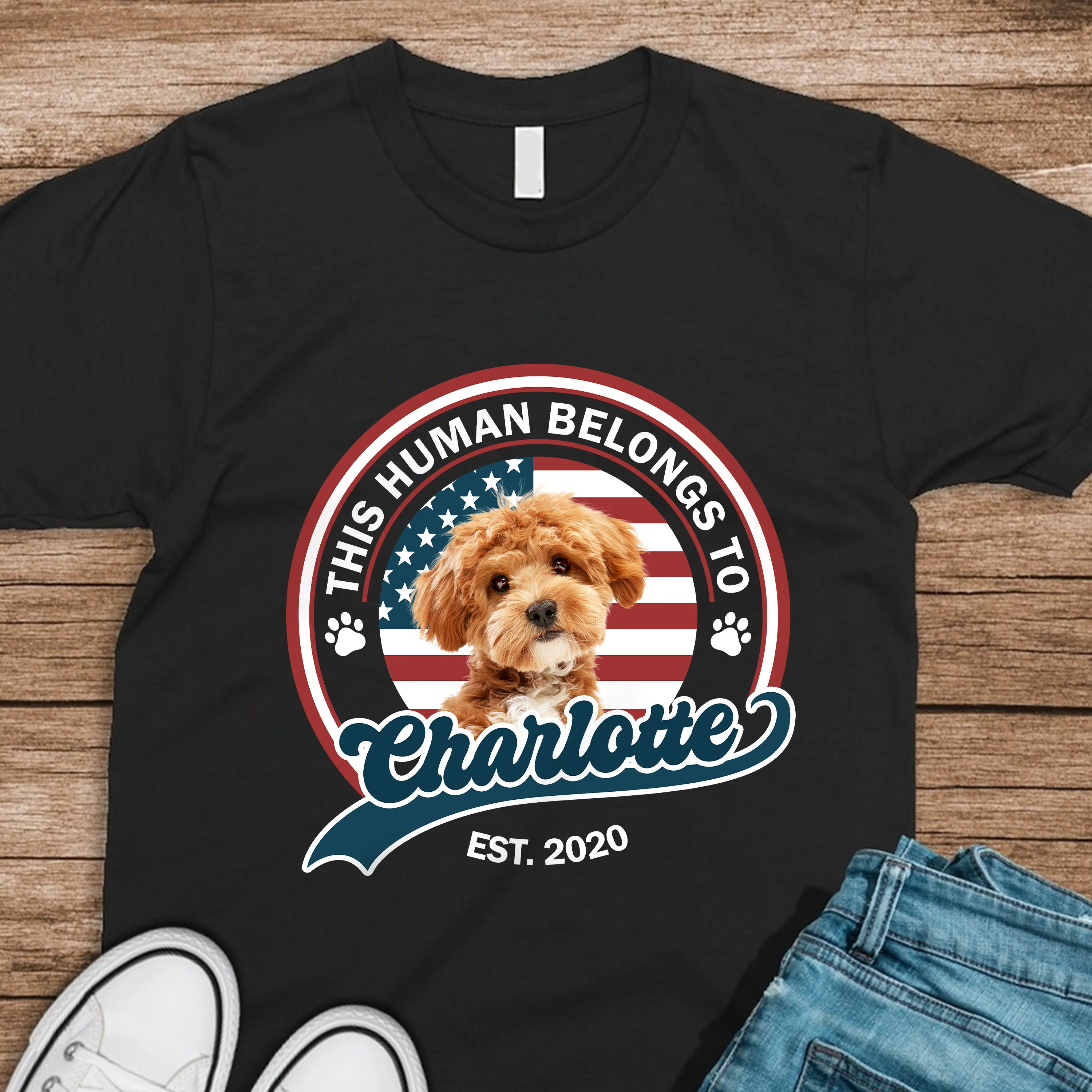Custom Photo This Human Belongs To Dog Cat Dark Shirt HA75 892558 - Image 5