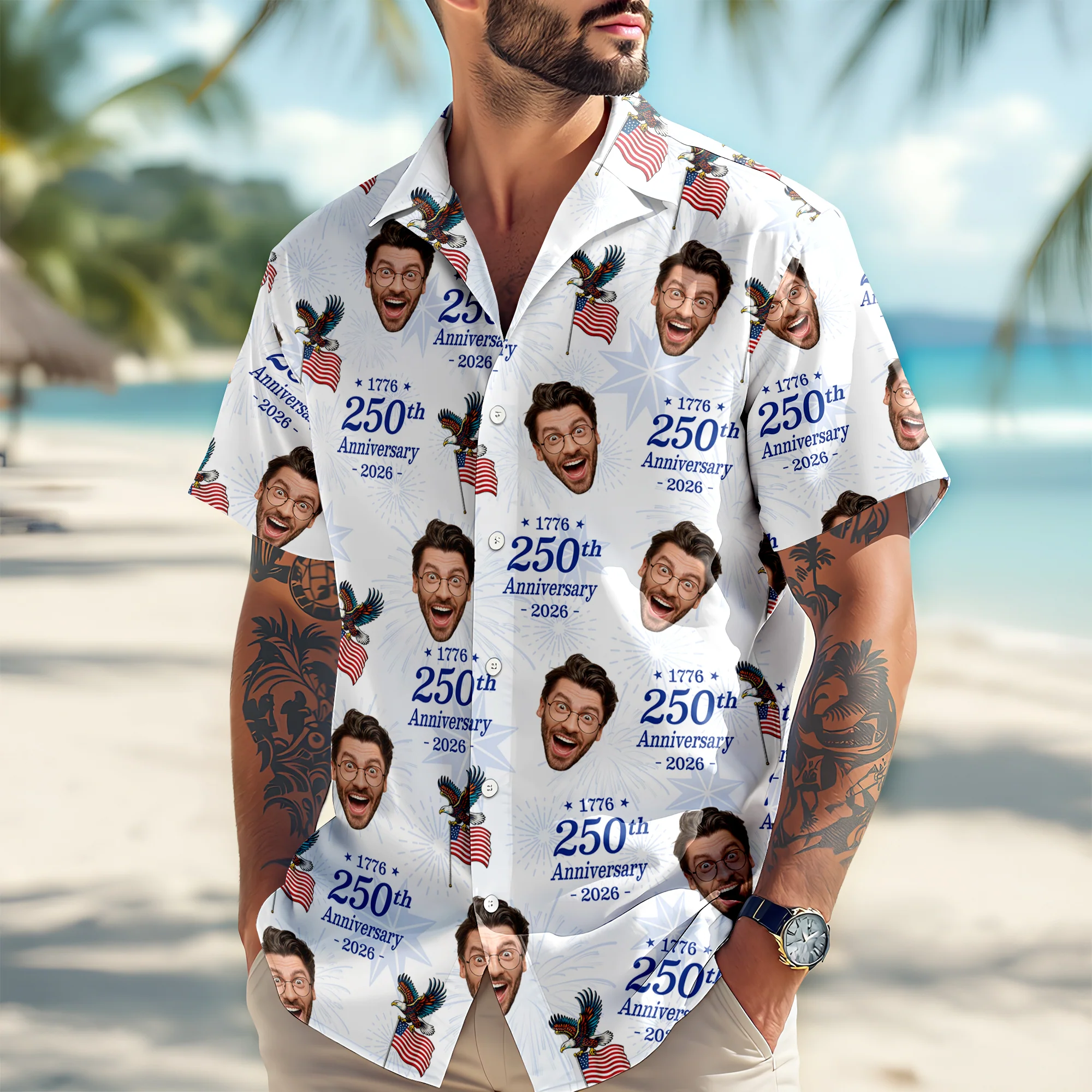 Custom Photo USA 250 Anniversary 1776-2026 Hawaiian Shirt HO82 902050 - Image 3