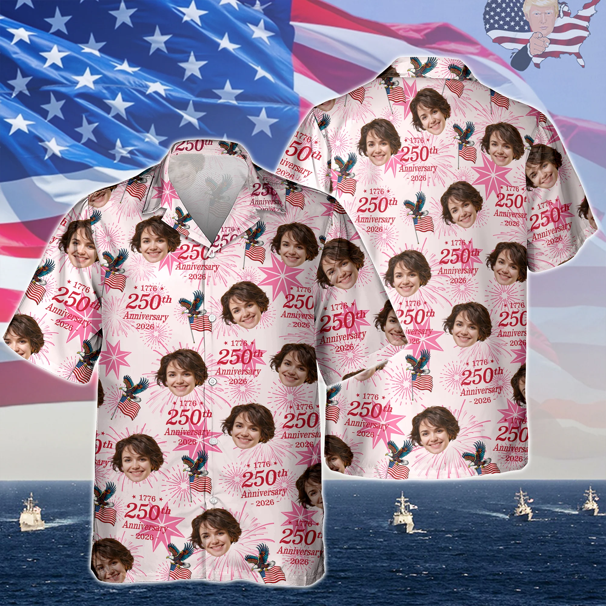 Custom Photo USA 250 Anniversary 1776-2026 Hawaiian Shirt HO82 902050 - Image 5