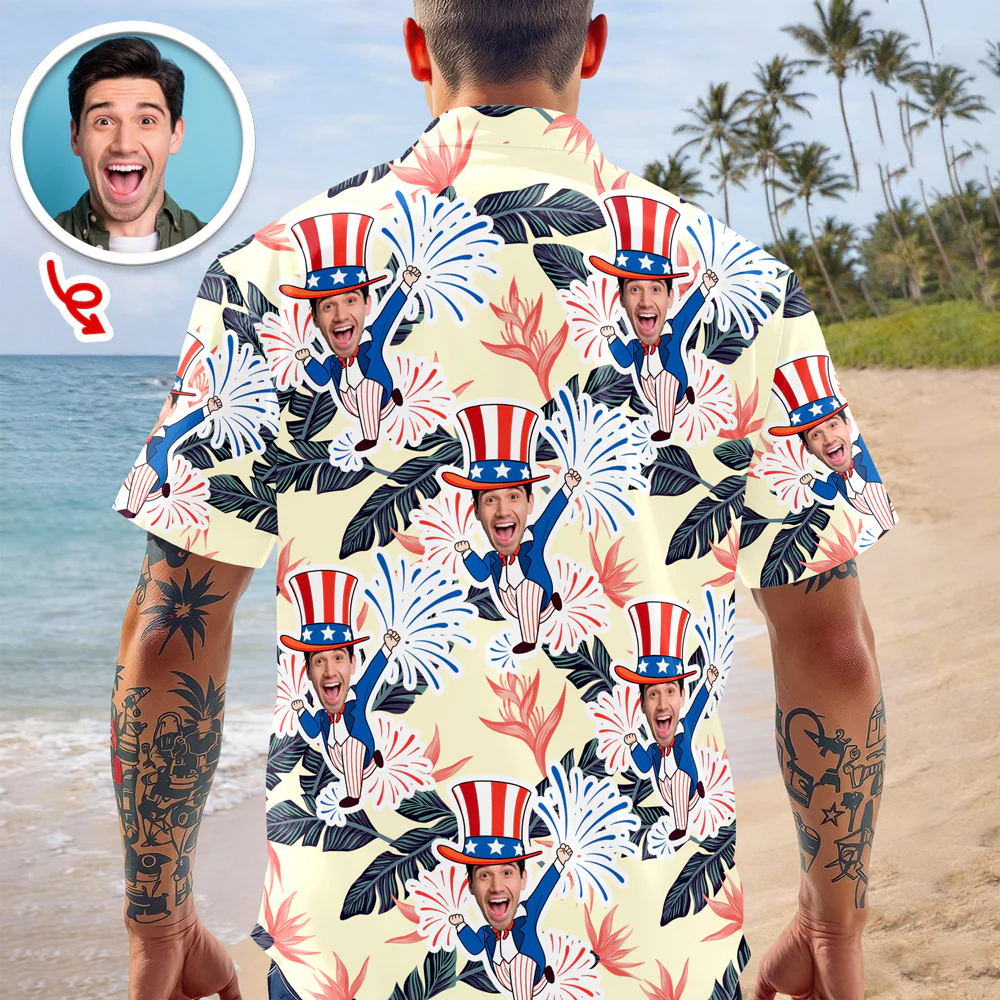 Custom Photo USA 4th of July Tropical Hawaii Shirt LM32 899711 - Image 3