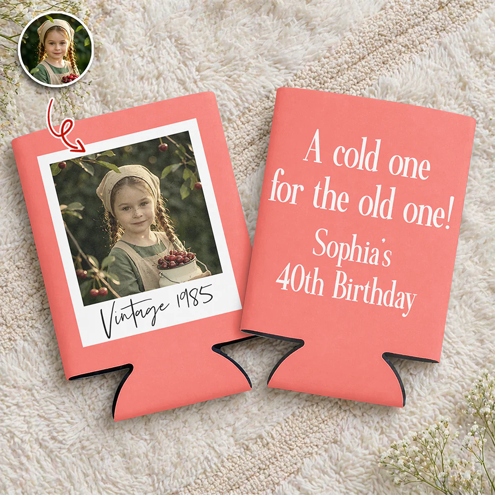 Custom Photo Vintage Birthday Print Full Can Cooler Holder LM32 899905 - Image 3