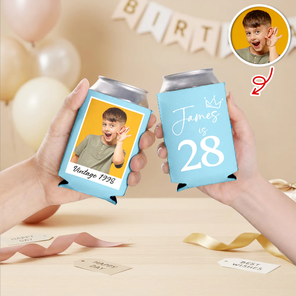 Custom Photo Vintage Year Birthday Can Cooler Holder LM32 899931 - Image 4