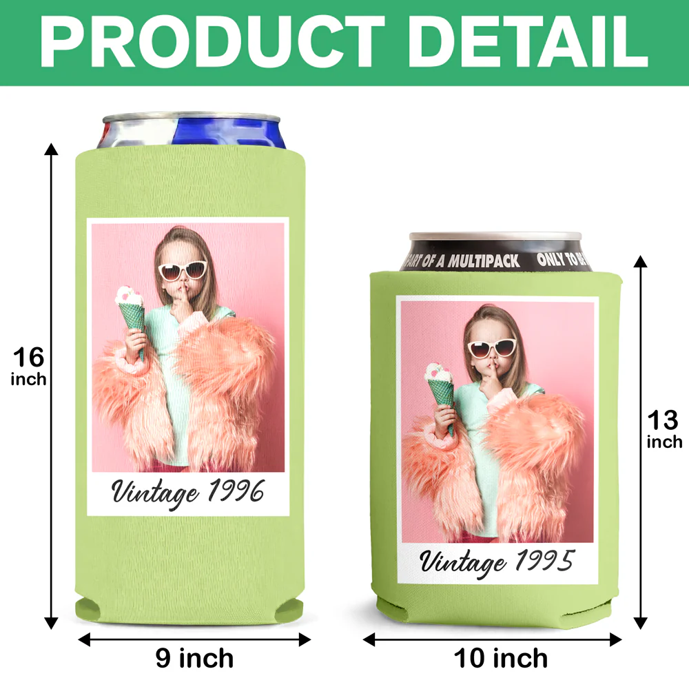 Custom Photo Vintage Year Birthday Can Cooler Holder LM32 899931 - Image 5