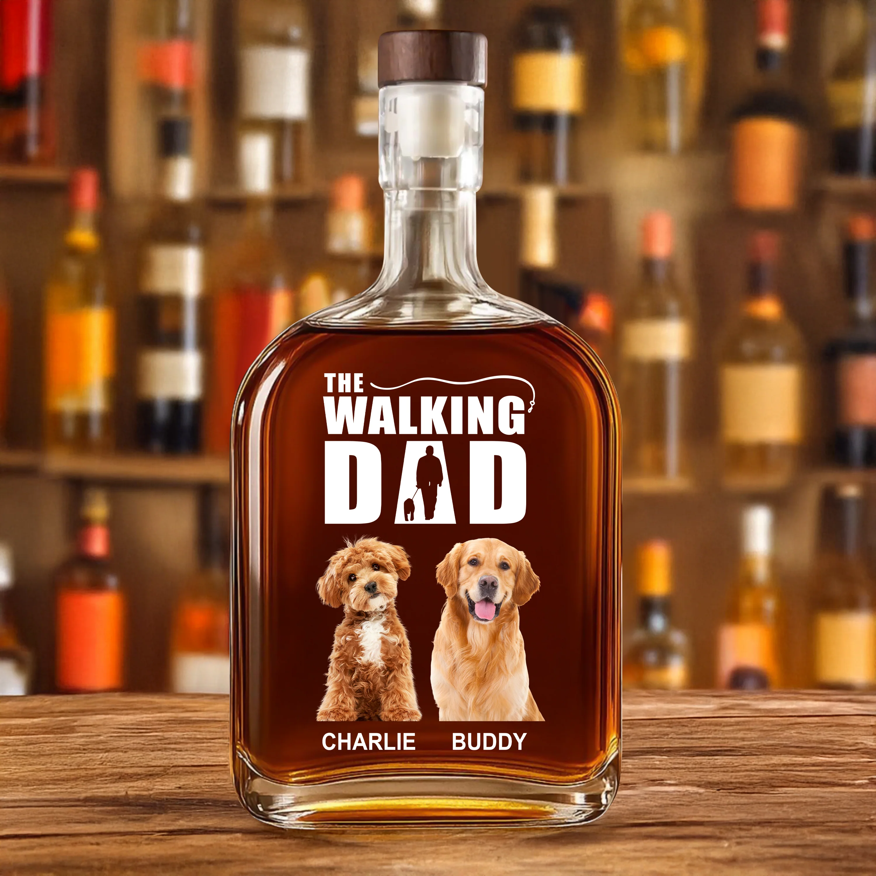 Custom Photo Walking The Dog - Personalized Whiskey Bottle HO82 894140 - Image 3