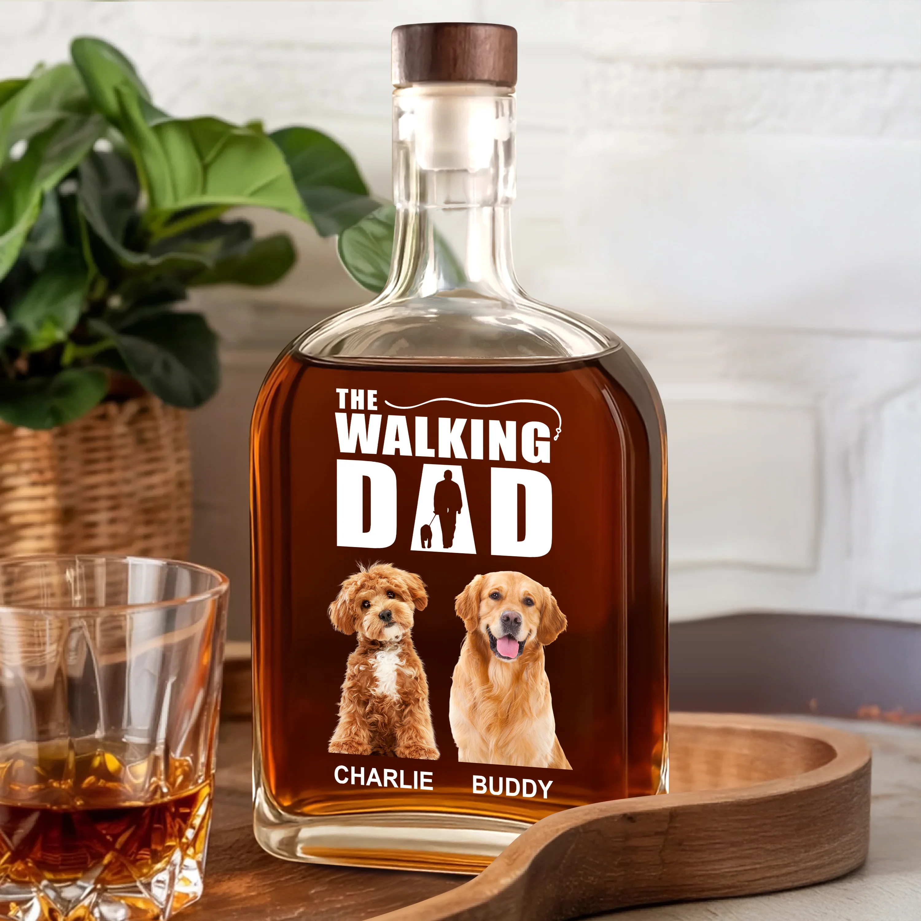 Custom Photo Walking The Dog - Personalized Whiskey Bottle HO82 894140 - Image 6