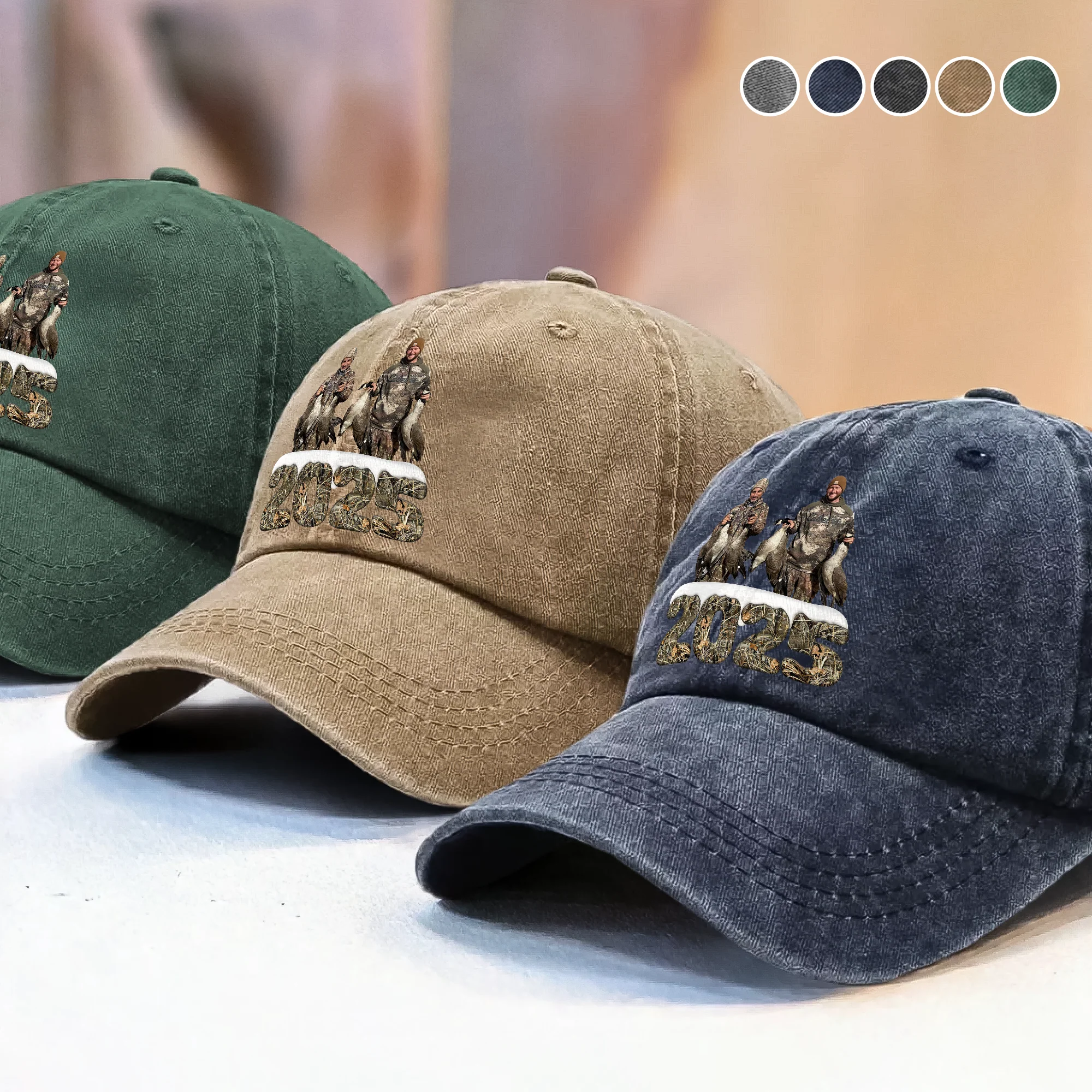 Custom Photo Washed Denim Baseball Cap Christmas Gifts For Duck Hunting HA75 898366 - Image 3
