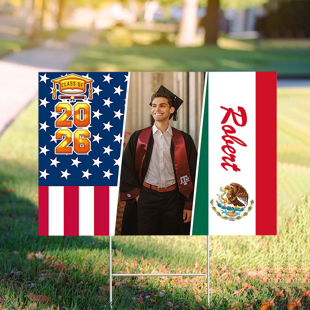 Custom Photo With Country Flag Graduation Class of 2026 Yard Sign TH10 169149 - Image 3