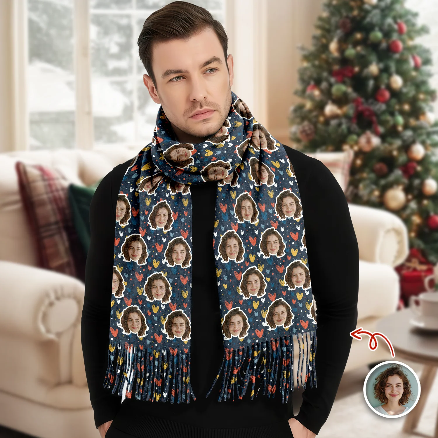 Custom Photo Wool Scarf Gift For Him, Her, Valentine LM32 897667 - Image 3