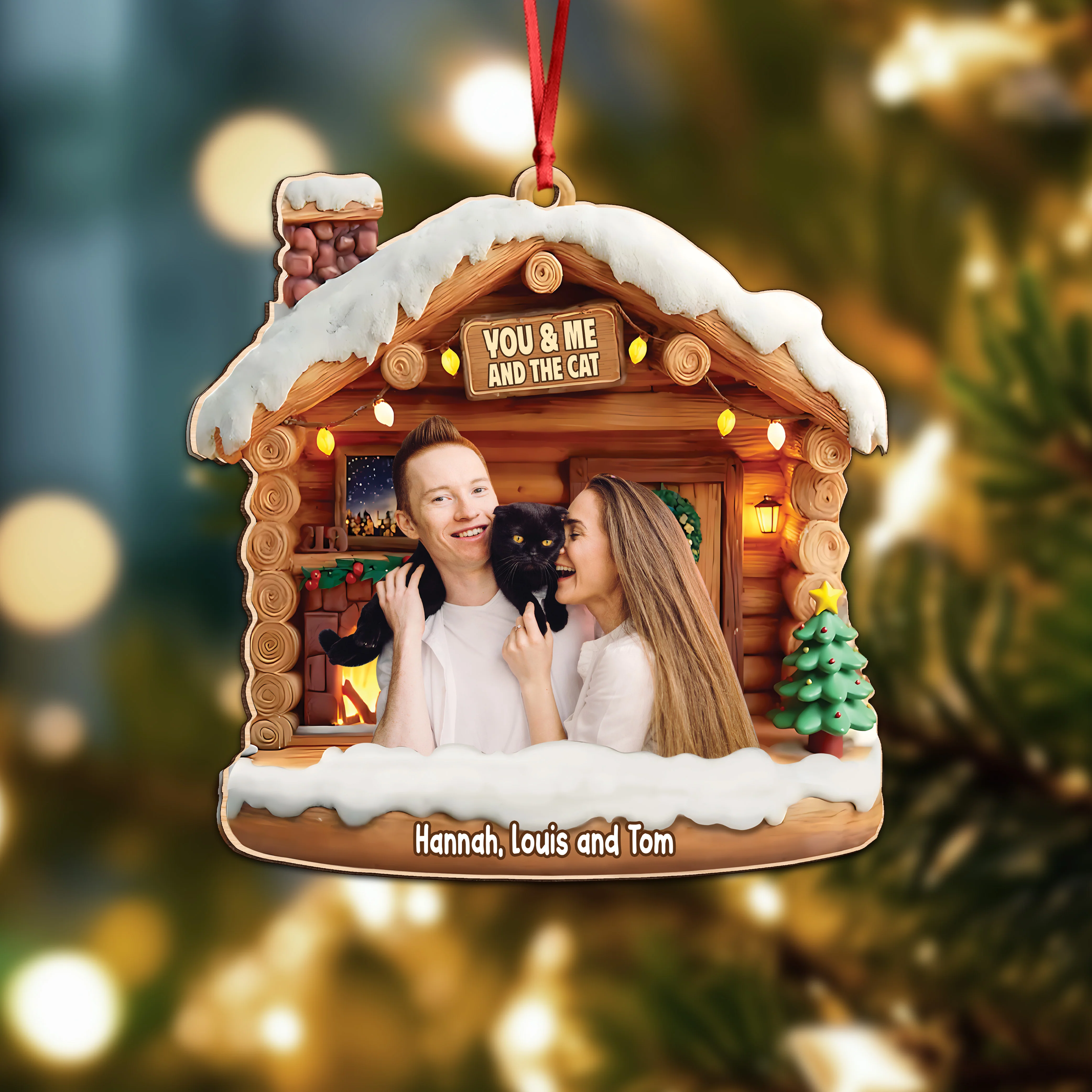 Custom Photo You & Me And The Dog  - Personalized 3D Effect Acrylic Ornament LM32 895959 - Image 3