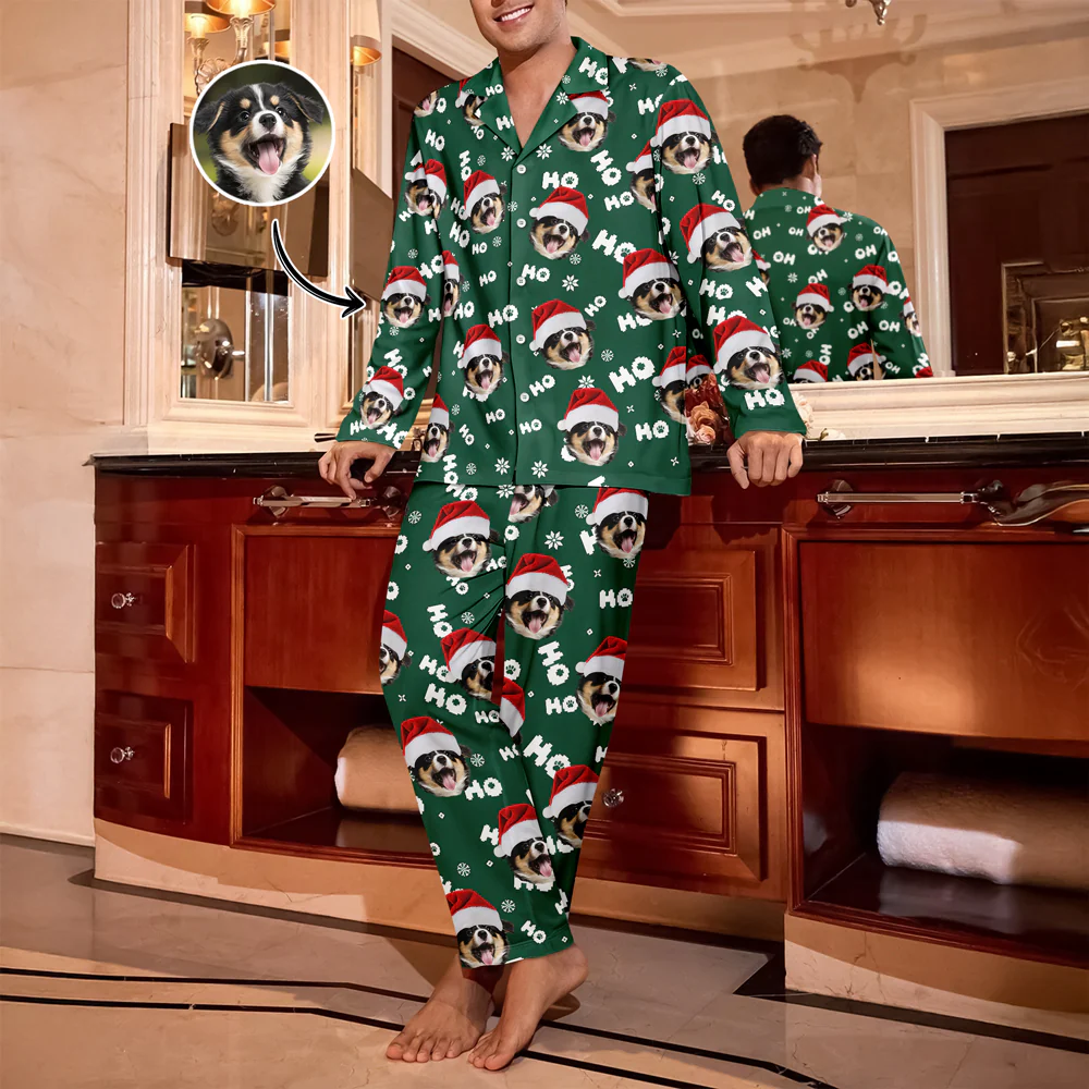 Custom Puppy Photo Ho Ho Ho Chritsmas Pajamas Gift For Pet Lovers CH07 899724 - Image 5