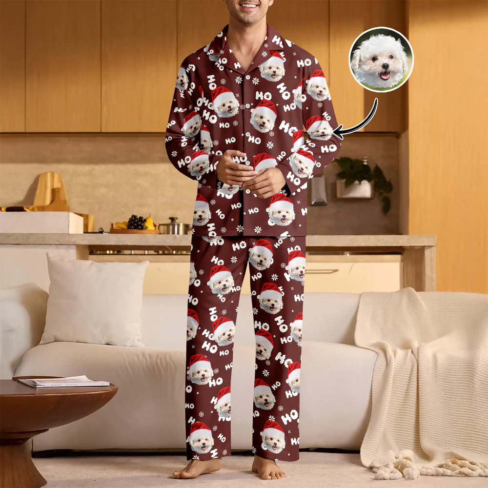 Custom Puppy Photo Ho Ho Ho Chritsmas Pajamas Gift For Pet Lovers CH07 899724 - Image 6