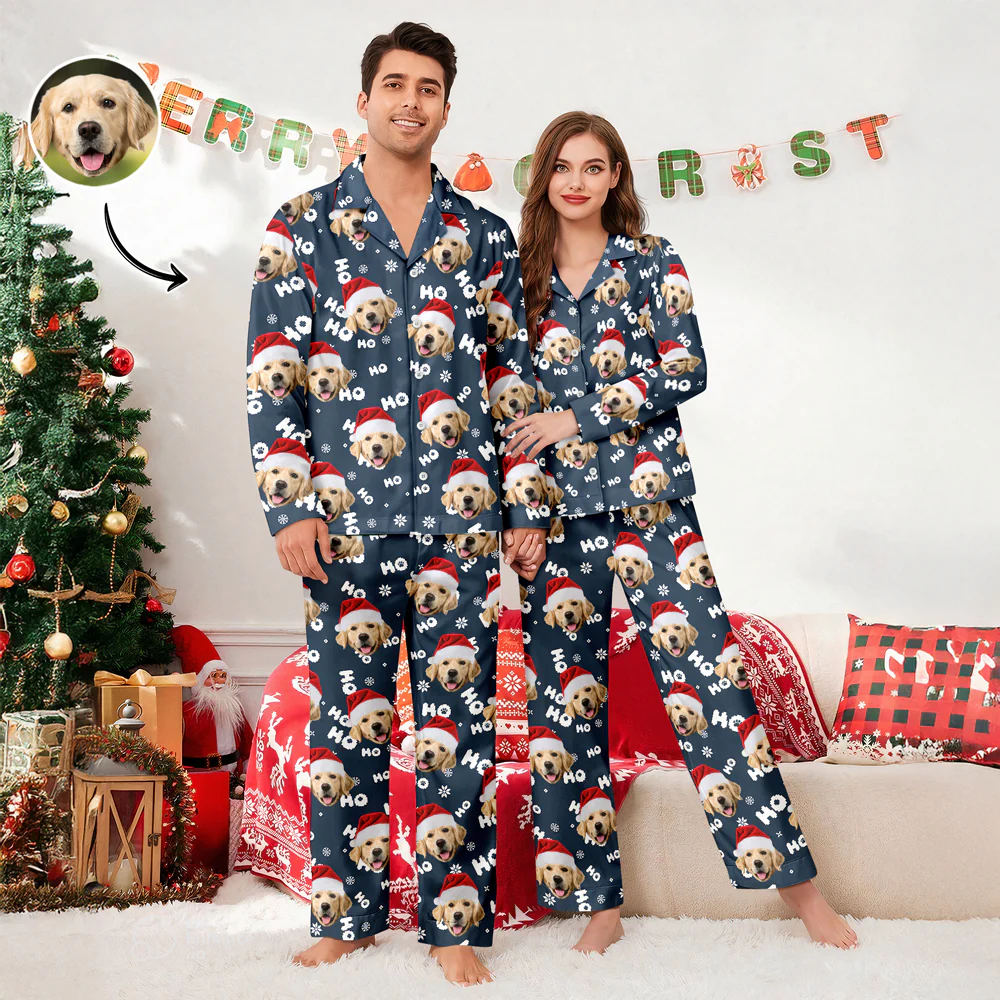 Custom Puppy Photo Ho Ho Ho Chritsmas Pajamas Gift For Pet Lovers CH07 899724 - Image 7