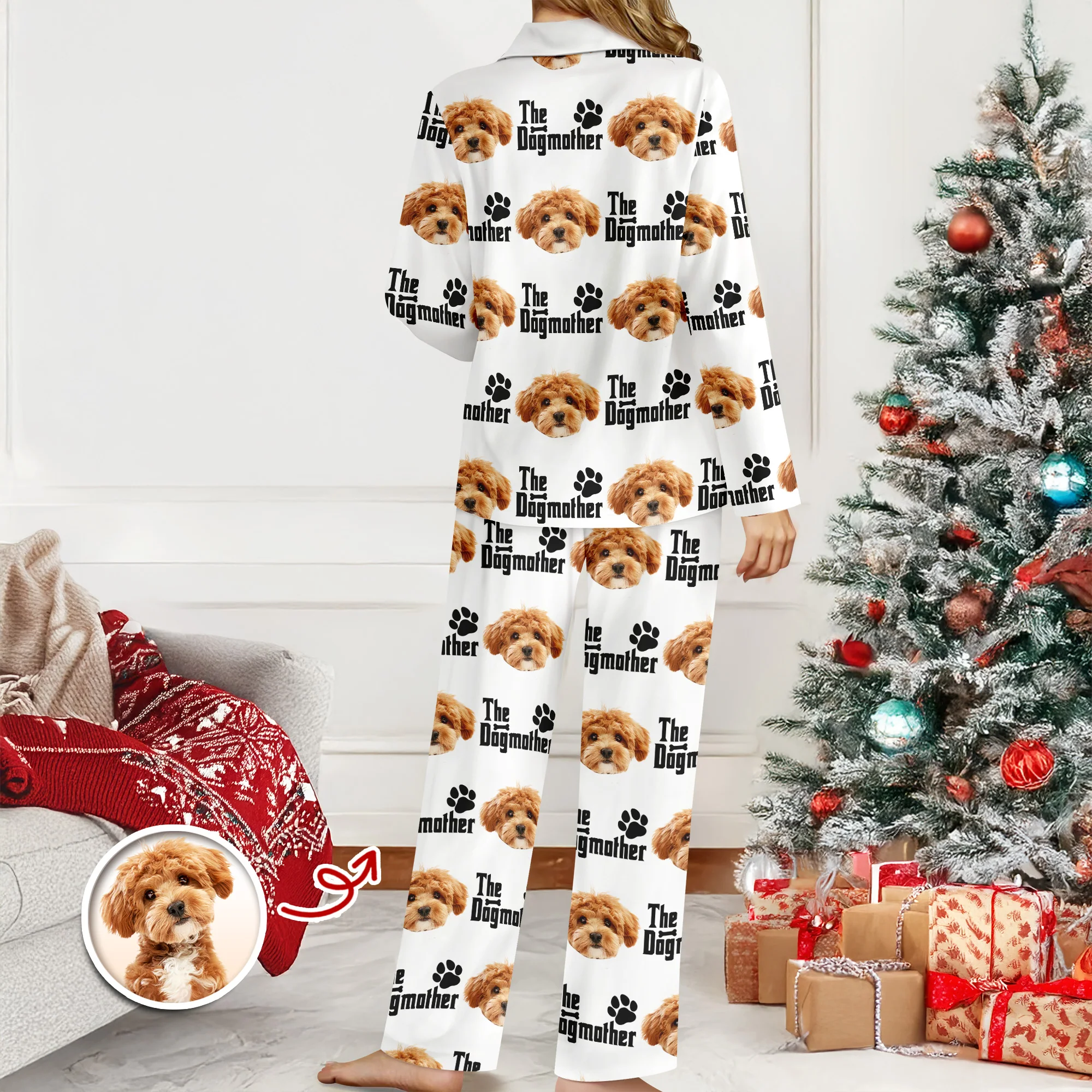 Custom Puppy Photo The Dog Father with Pawprints Design - Personalized Pajamas LM32 895753 - Image 5