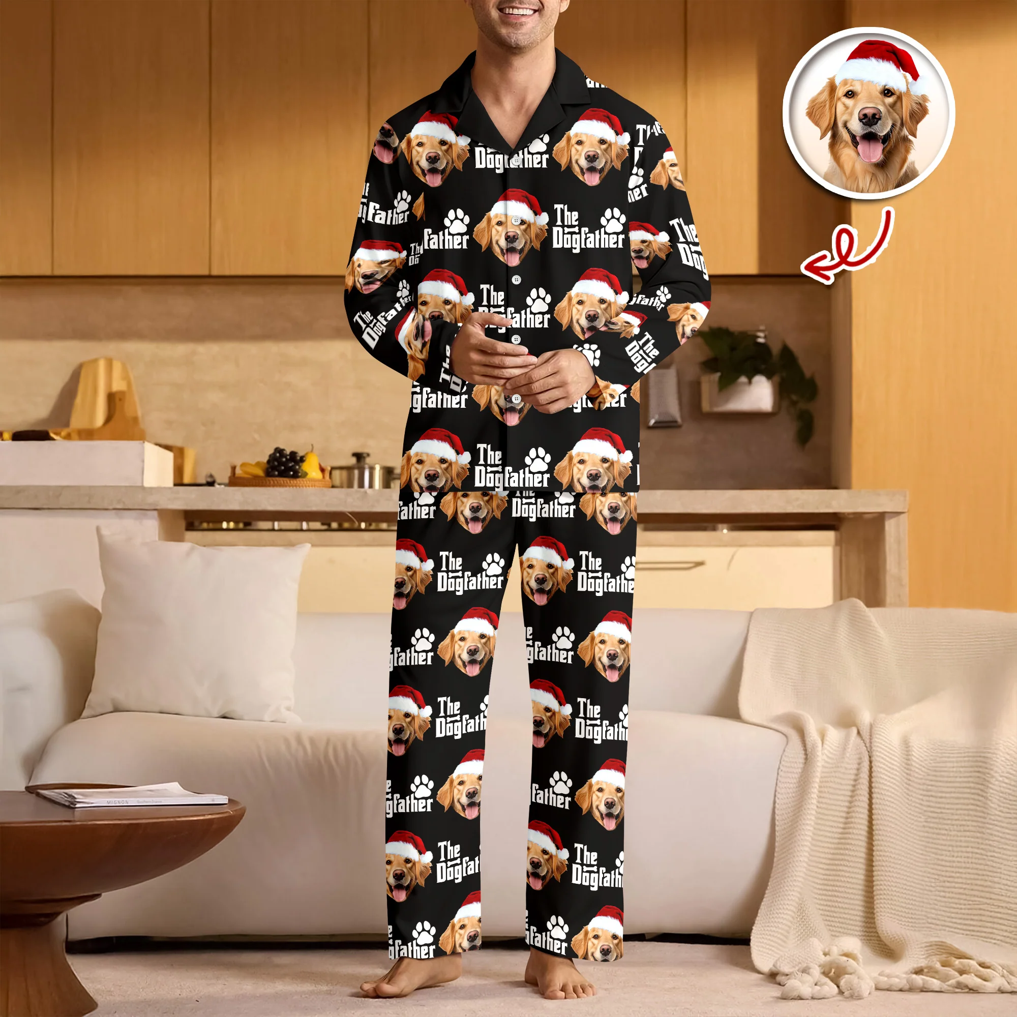 Custom Puppy Photo The Dog Father with Pawprints Design - Personalized Pajamas LM32 895753 - Image 7