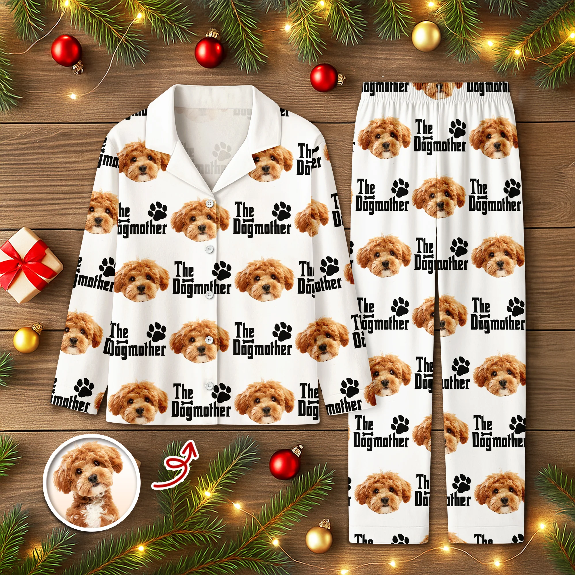 Custom Puppy Photo The Dog Father with Pawprints Design - Personalized Pajamas LM32 895753 - Image 9