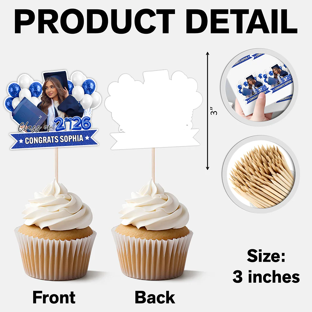 Custom Senior Photo Class Of 2026 Cupcake Topper Graduation Party CH07 910666 - Image 7