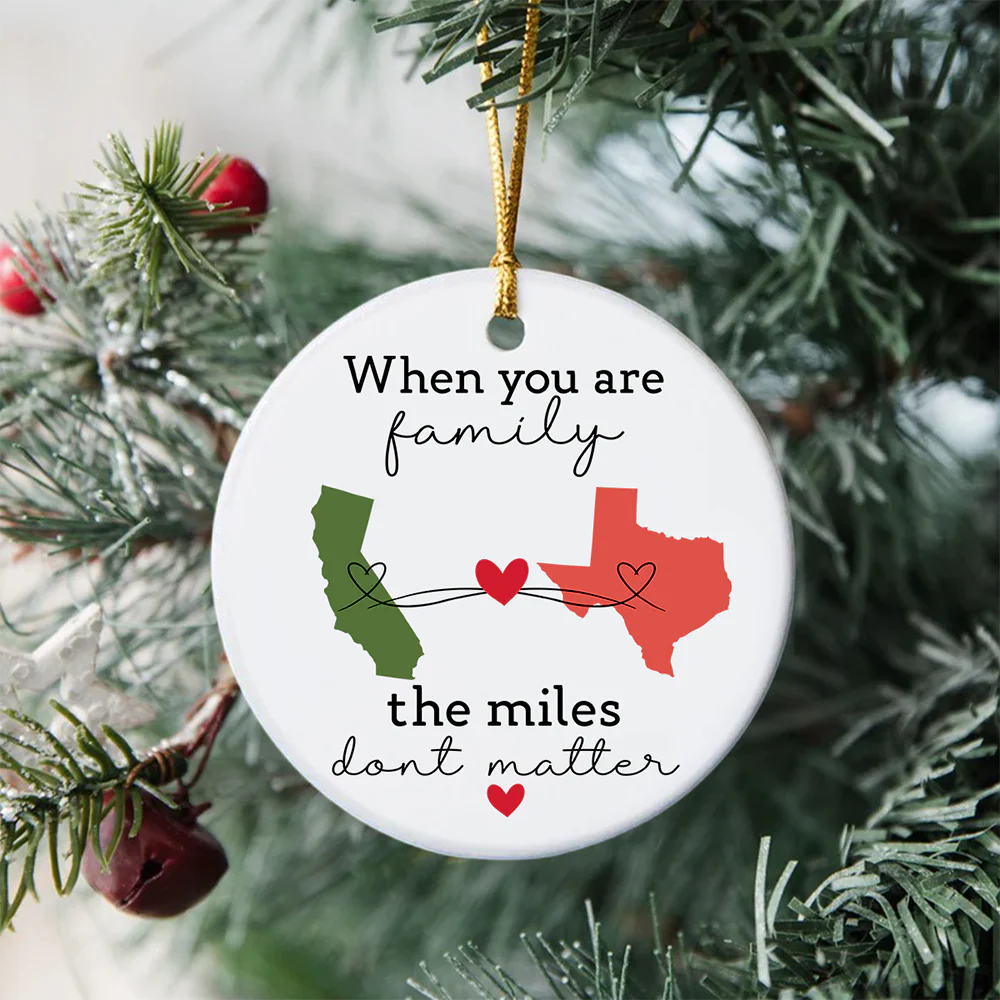Custom State to State Long Distance Gift - Personalized Family Ceramic Ornament HO82 894662 - Image 2