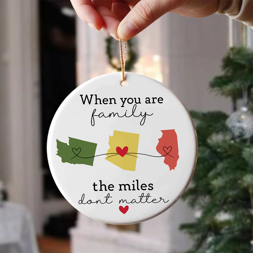 Custom State to State Long Distance Gift - Personalized Family Ceramic Ornament HO82 894662 - Image 3