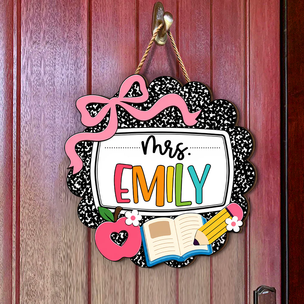 Custom Teacher Name Door Sign – Personalized Classroom Welcome Decor for Teachers TH10 170313 - Image 3