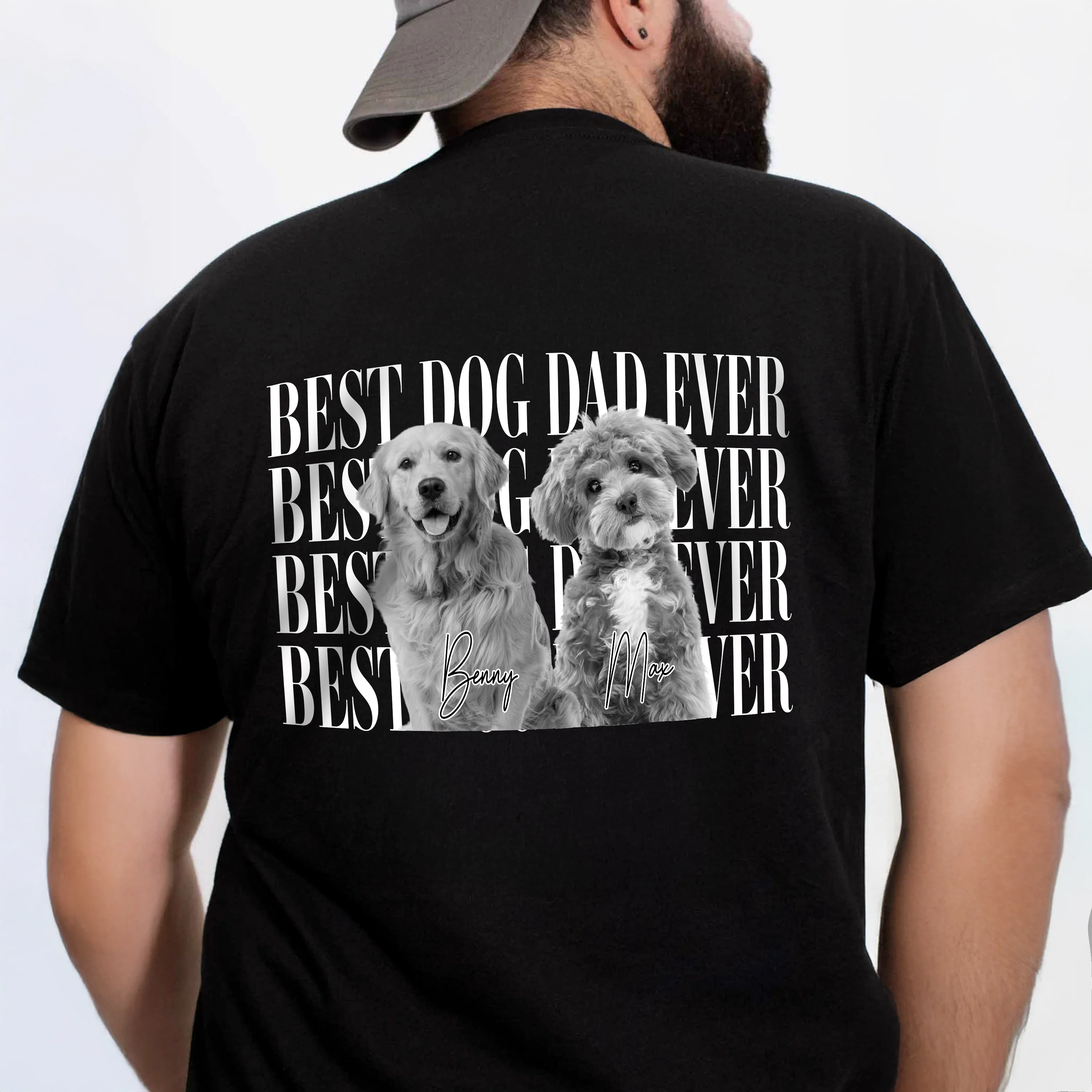 Custom Vintage Photo Best Dog Dad Ever, Best Cat Dad Ever Back Dark Shirt CH07 911538 - Image 2