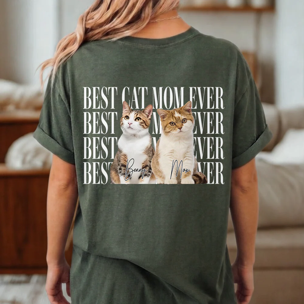 Custom Vintage Photo Best Dog Dad Ever, Best Cat Dad Ever Comfort Shirt Back CH07 911532 - Image 2