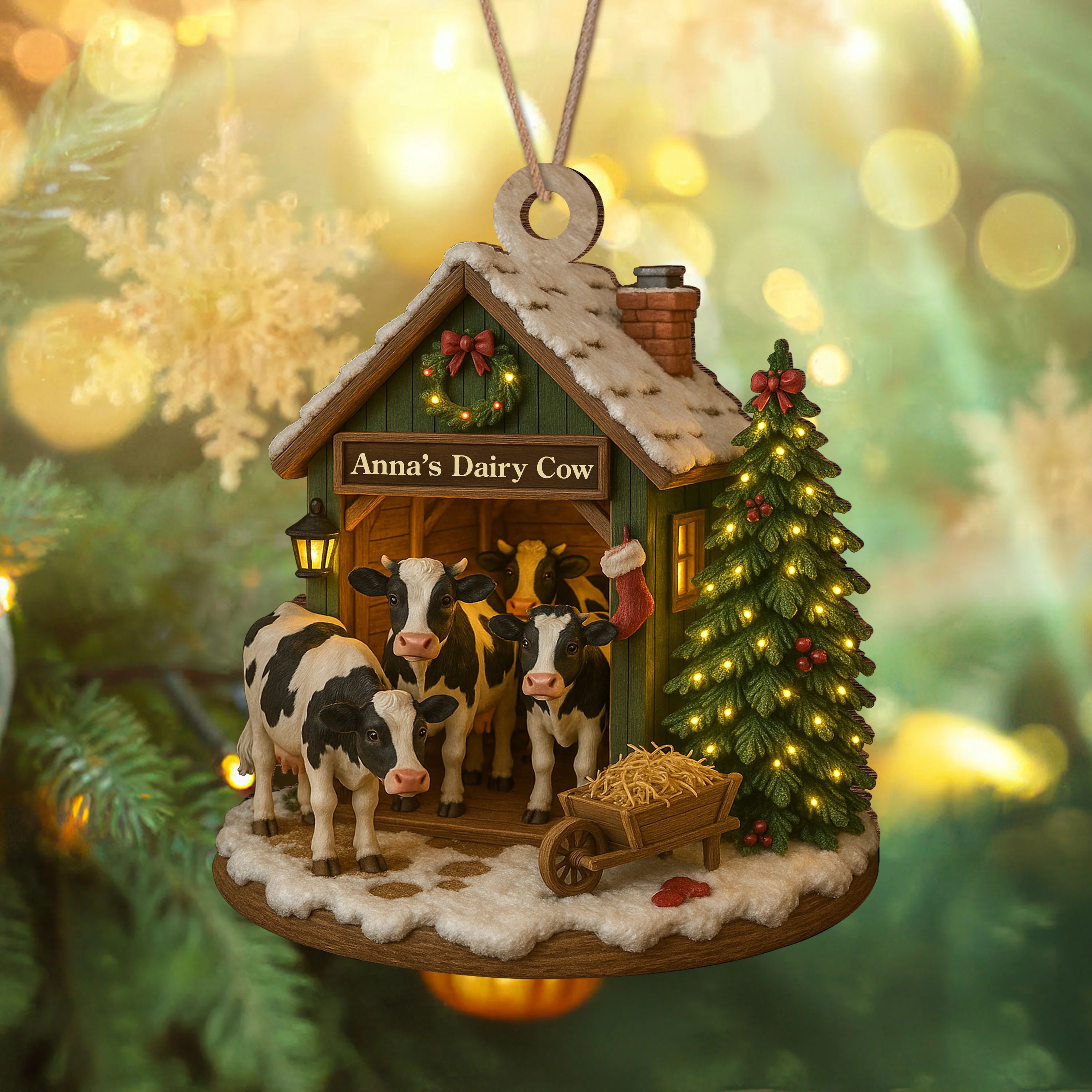 Custom Wood Ornament Gifts For Women, Men - Moo Love, Moo Christmas LM32 895553 - Image 2