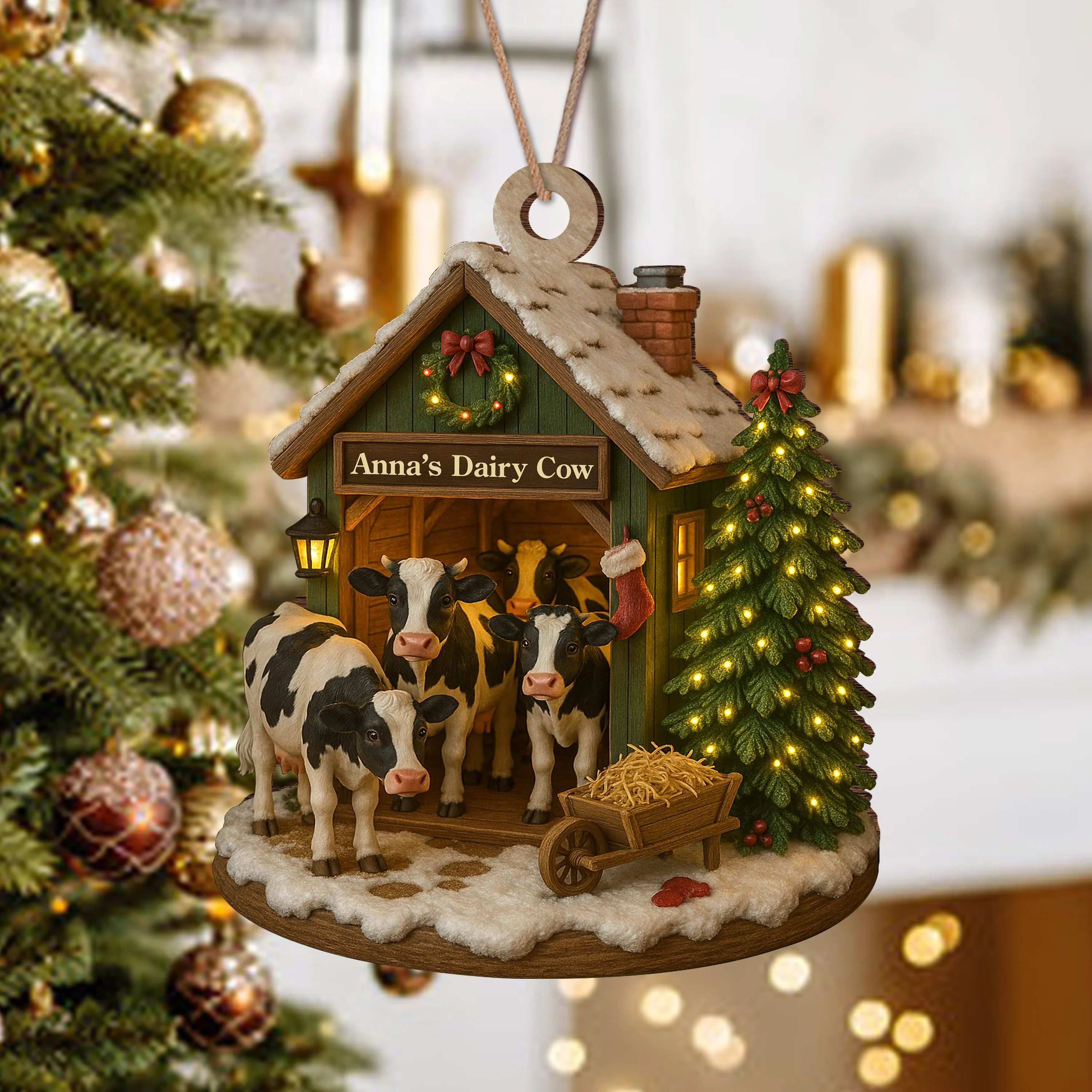 Custom Wood Ornament Gifts For Women, Men - Moo Love, Moo Christmas LM32 895553 - Image 3