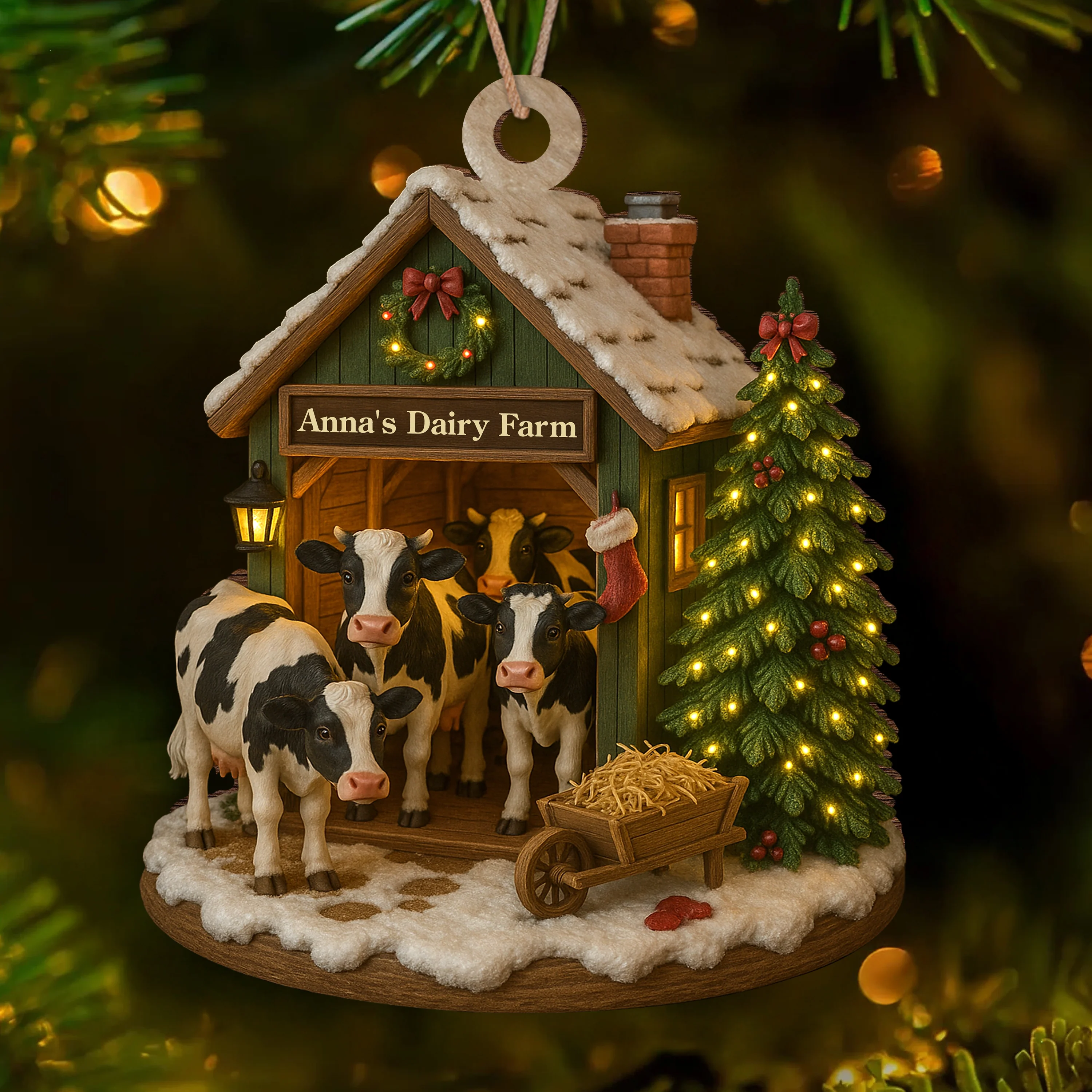 Custom Wood Ornament Gifts For Women, Men - Moo Love, Moo Christmas LM32 895553 - Image 4