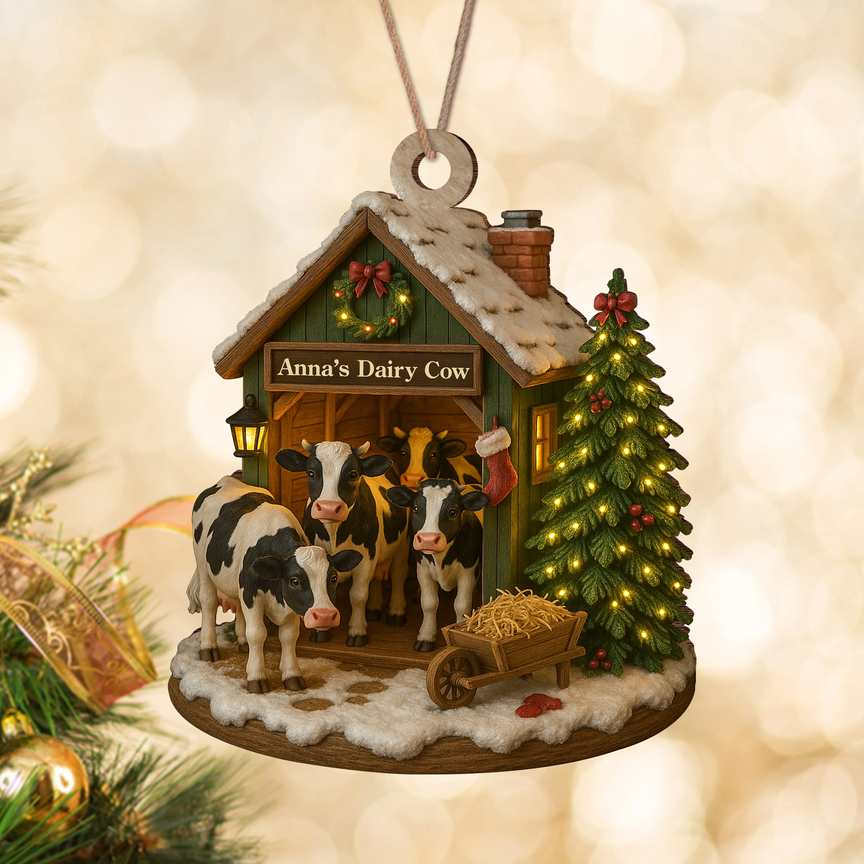 Custom Wood Ornament Gifts For Women, Men - Moo Love, Moo Christmas LM32 895553 - Image 5