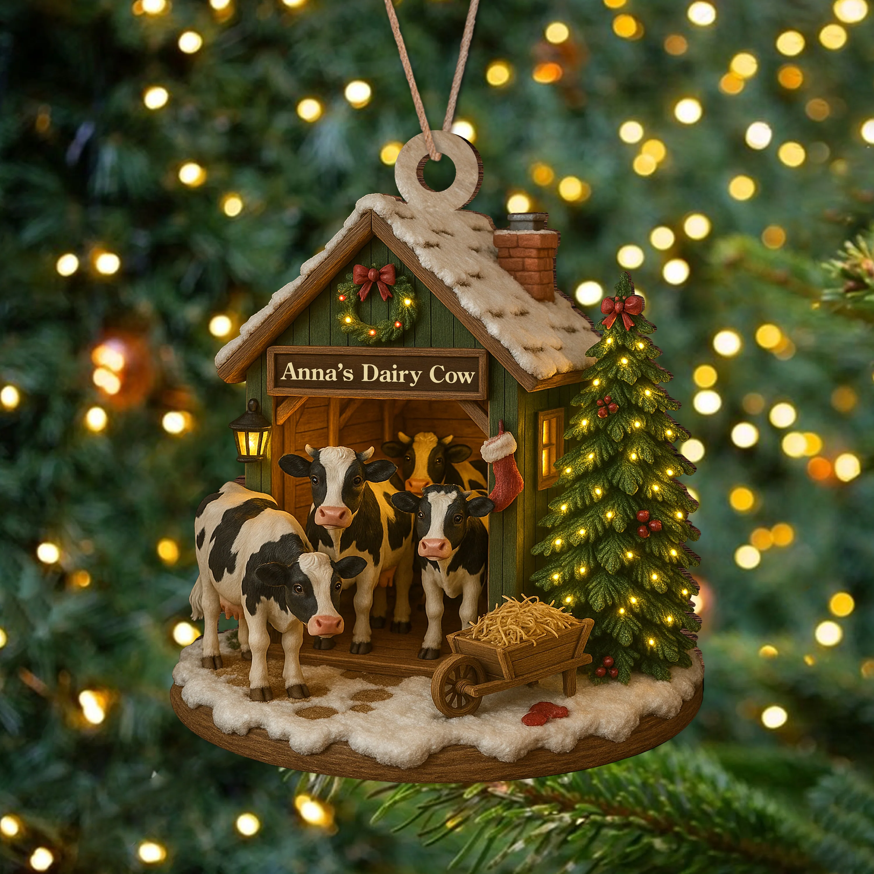 Custom Wood Ornament Gifts For Women, Men - Moo Love, Moo Christmas LM32 895553 - Image 6