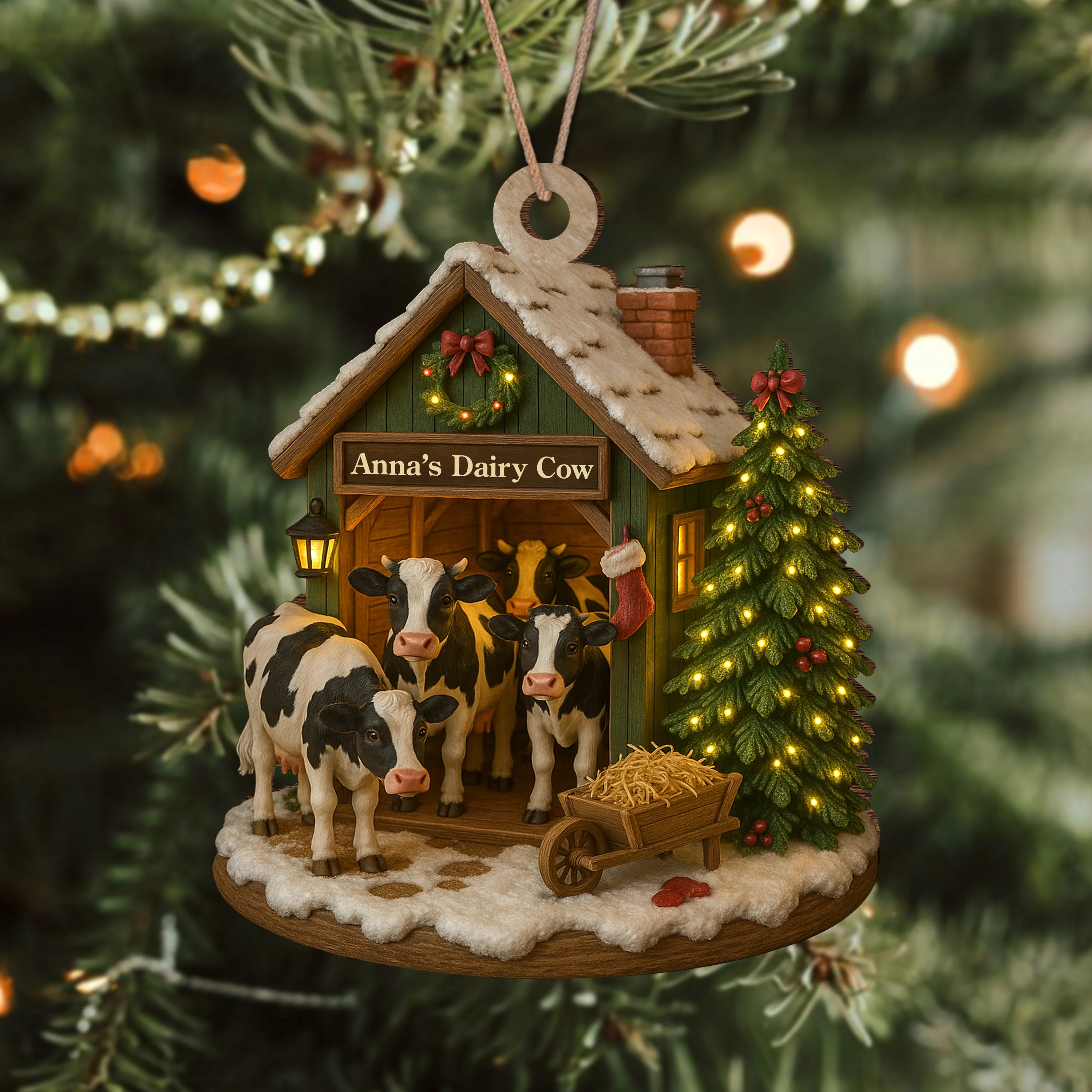 Custom Wood Ornament Gifts For Women, Men - Moo Love, Moo Christmas LM32 895553 - Image 7