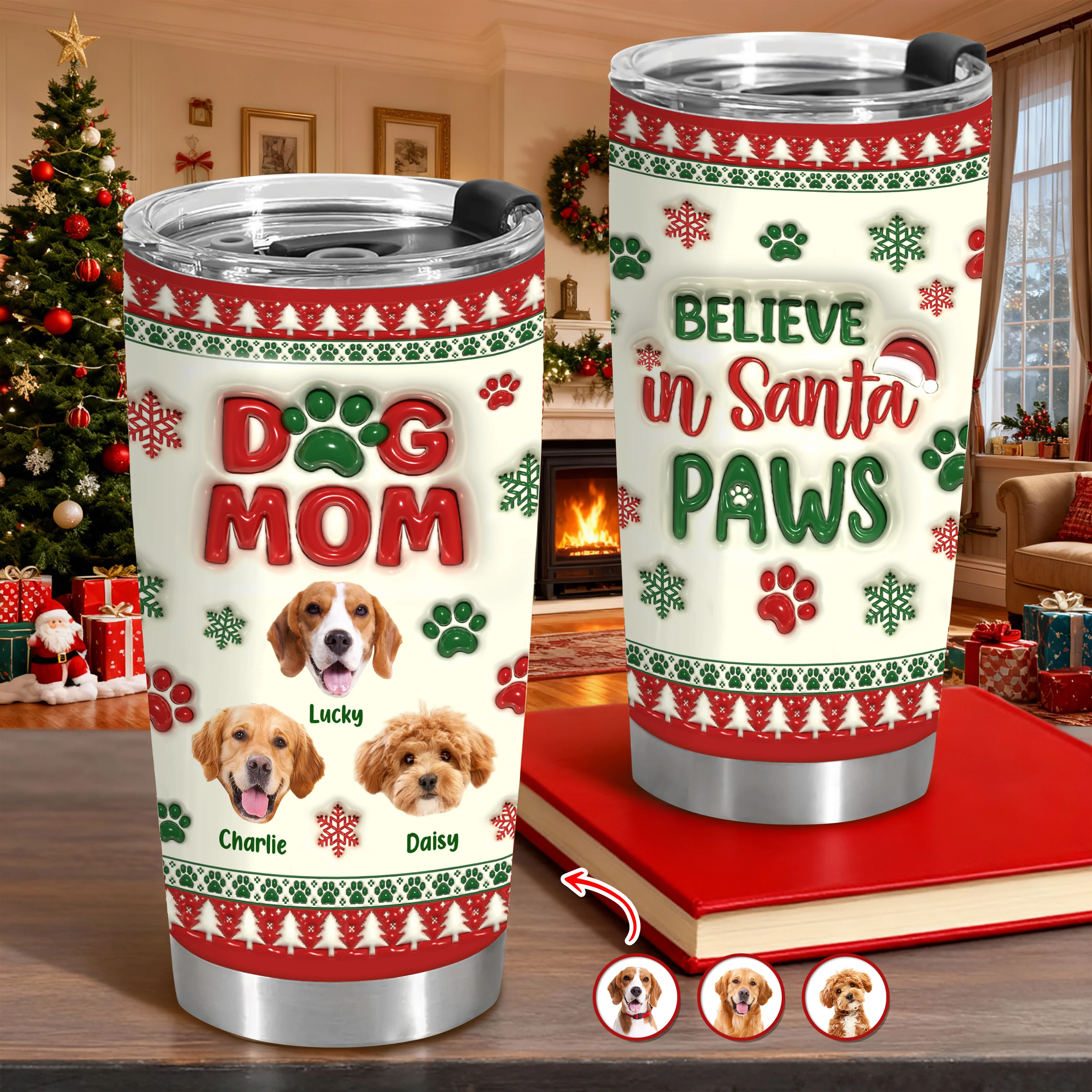 Dog Mom Christmas – Personalized 3D Inflated Effect Tumbler  Gifts For Dog Lovers CH07 896890 - Image 3