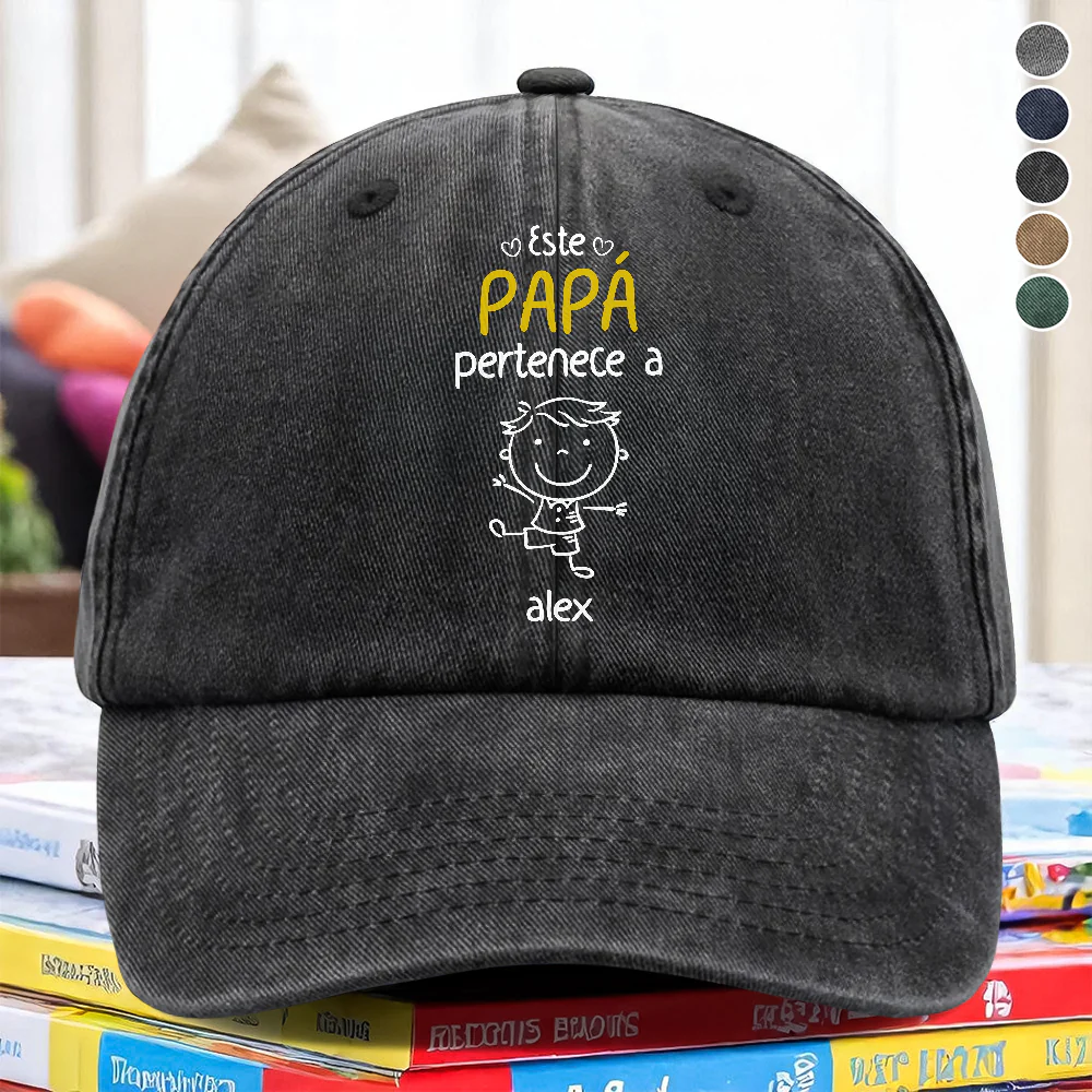 Este Abuelo Papá Pertenece A – Gorra de Mezclilla Vintage Lavada Personalizada HA75 897688 - Image 3