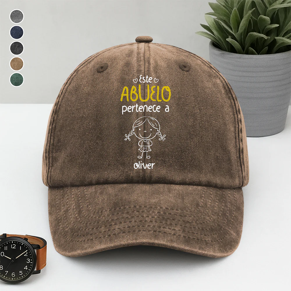 Este Abuelo Papá Pertenece A – Gorra de Mezclilla Vintage Lavada Personalizada HA75 897688 - Image 4