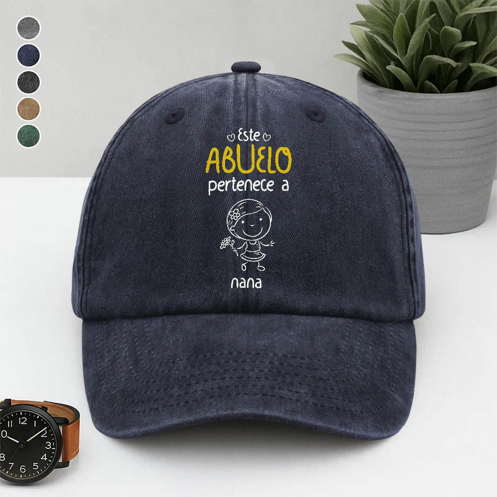 Este Abuelo Papá Pertenece A – Gorra de Mezclilla Vintage Lavada Personalizada HA75 897688 - Image 5