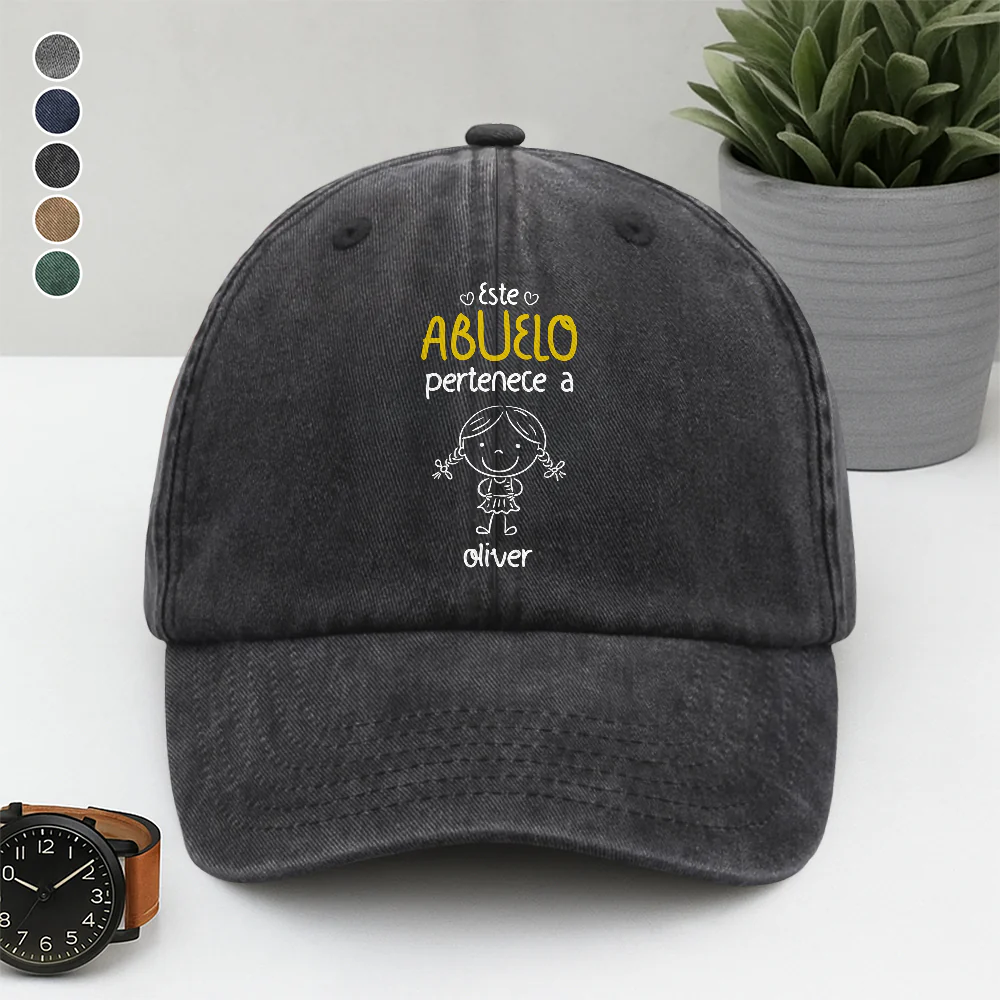 Este Abuelo Papá Pertenece A – Gorra de Mezclilla Vintage Lavada Personalizada HA75 897688 - Image 6