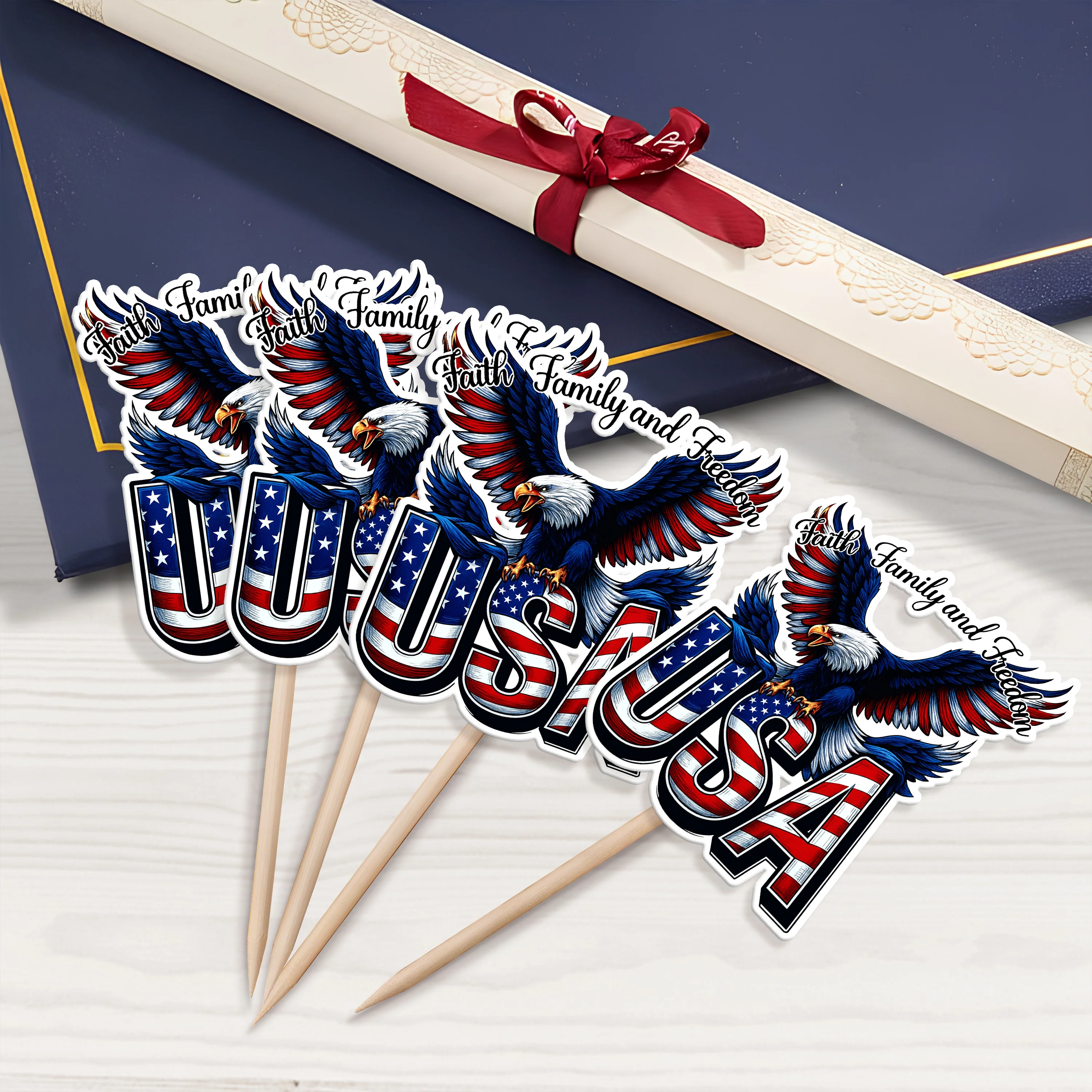 Faith, Family & Freedom 250 Years America Cupcake Topper HA75 898836 - Image 2