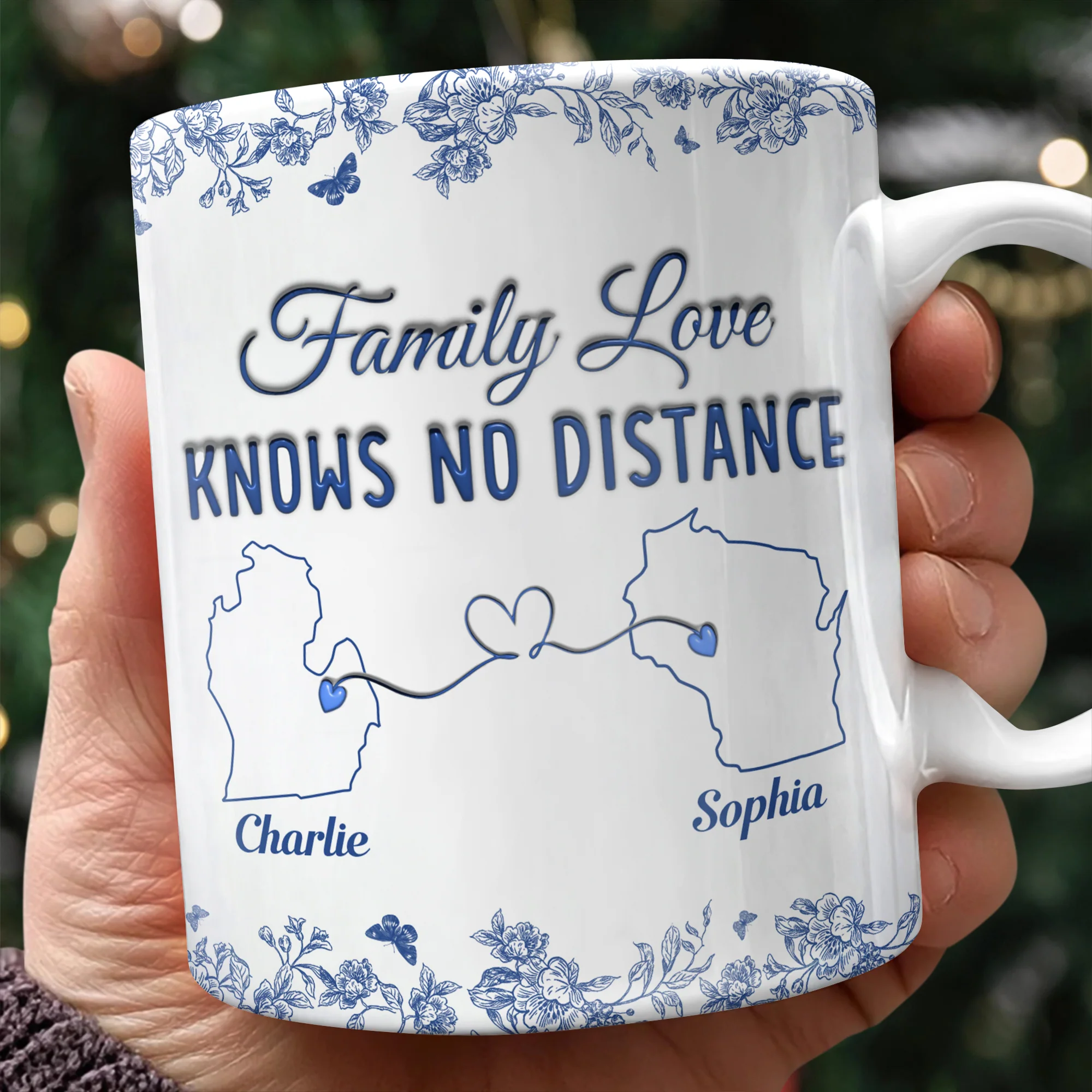 Family Love Knows No Distance Toile De Jouy Style Personalized 3D Inflated Effect Mug HO82 894748 - Image 6